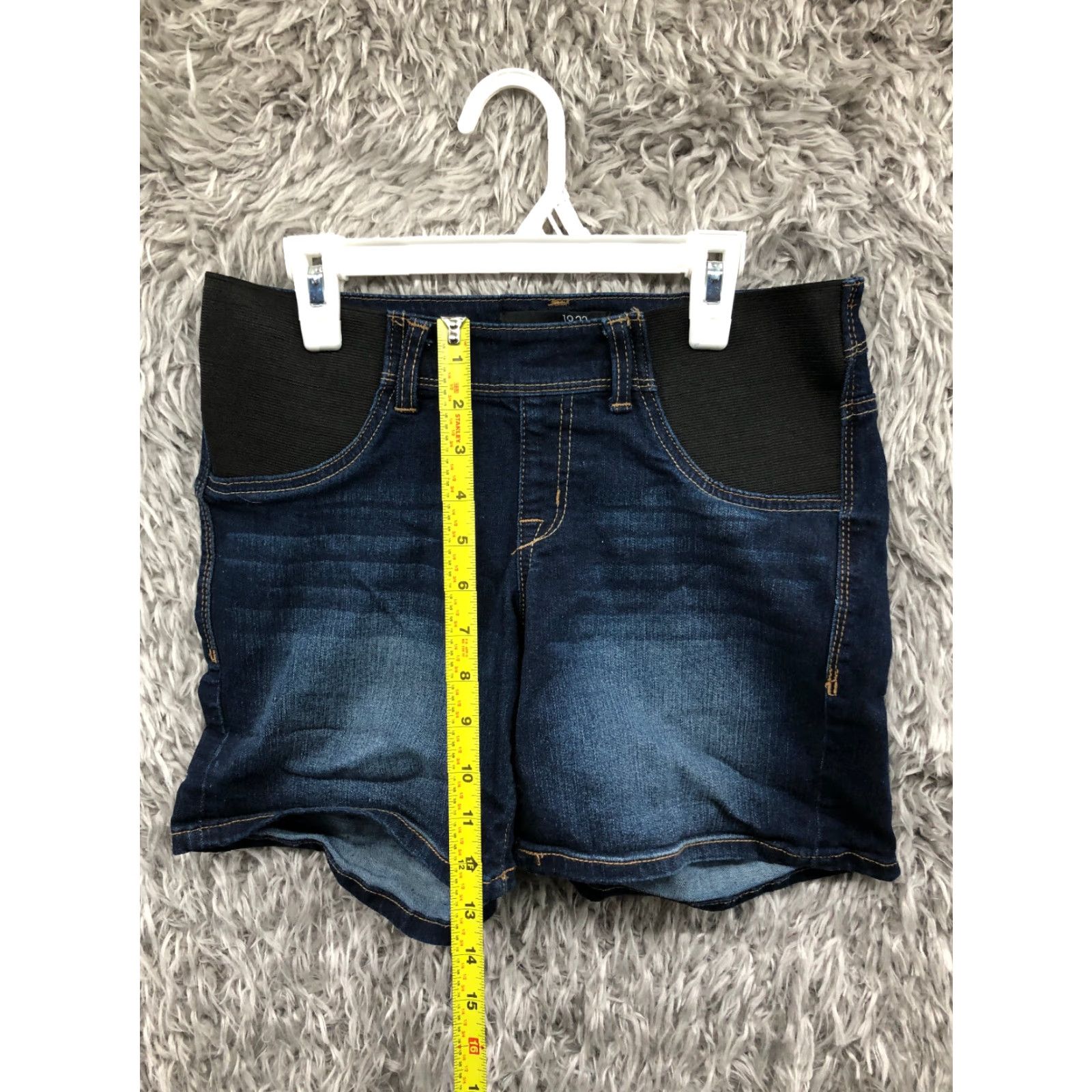 Vintage 1822 Denim Maternity Shorts Womens Size 27 Mid Rise Dark Wash Blue Denim Jean Size 27" / US 4 / IT 40 - 3 Thumbnail