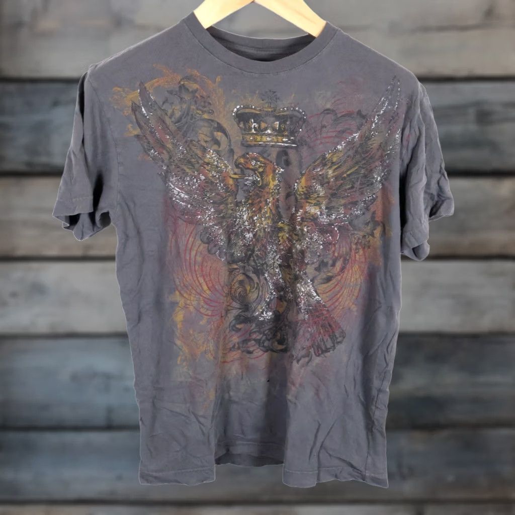 Etro VINTAGE Y2K Men's Medium Gray MMA Retro Tribal Wings Crown Graphic Print T-Shirt Size US M / EU 48-50 / 2 - 1 Thumbnail