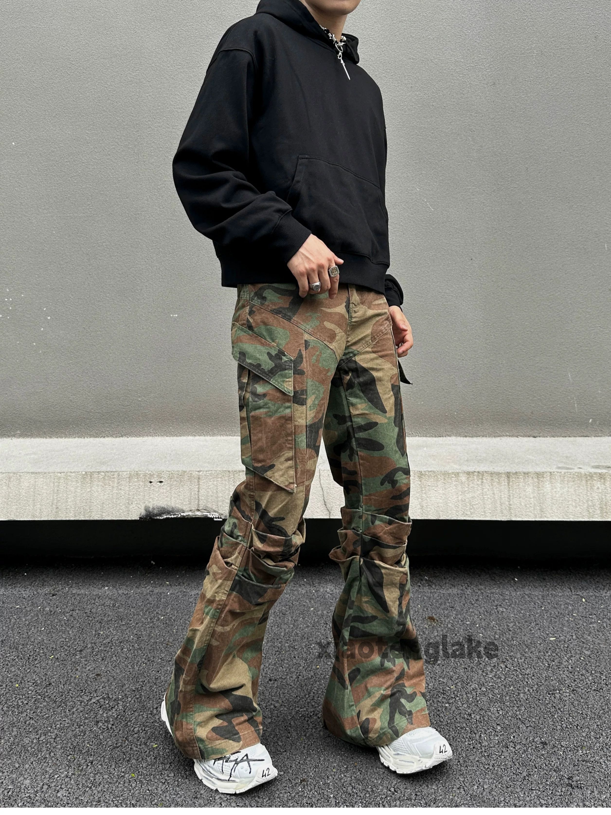 Designer Unisex outdoor utility punk hiphop yuppie flared camo pants Size US 32 / EU 48 - 1 Thumbnail