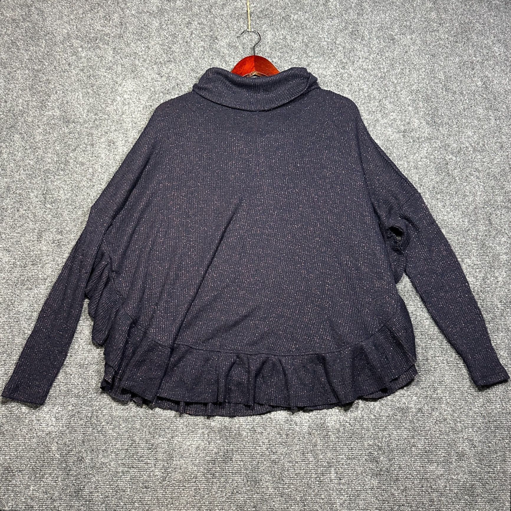 Anthropologie Anthropologie Sweater Womens Medium Navy Blue Pink Sparkle Ruffle Turtleneck Knit Pullover- Women's Classic Modern Size M/L (Size S) Size S / US 4 / IT 40 - 7 Thumbnail