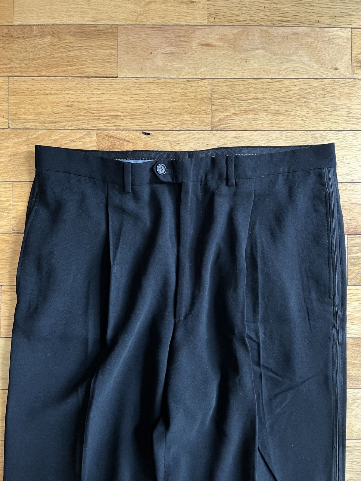 Giorgio Armani Wool Pleated Wide Legged Tuxedo Trousers Size US 38 / EU 54 - 4 Thumbnail
