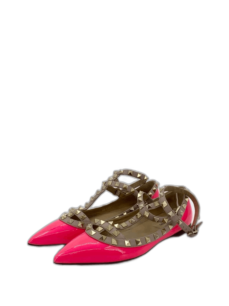 Valentino Valentino Size 36.5 Studs Neon Pink Pointed Toe Glossy Casual Sandals Size US 6 / IT 36 - 1 Thumbnail
