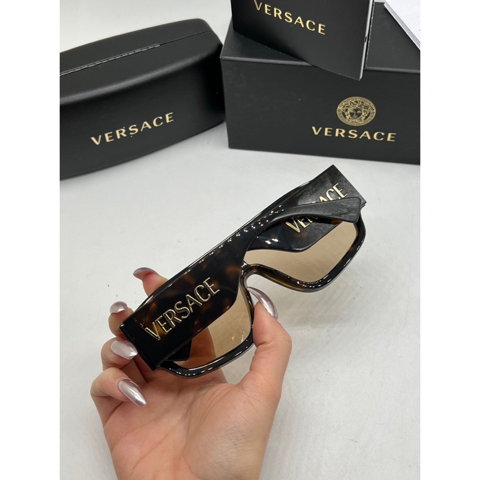 Versace NEW Versace VE4439 Mask Sunglasses in Brown Size ONE SIZE - 5 Thumbnail