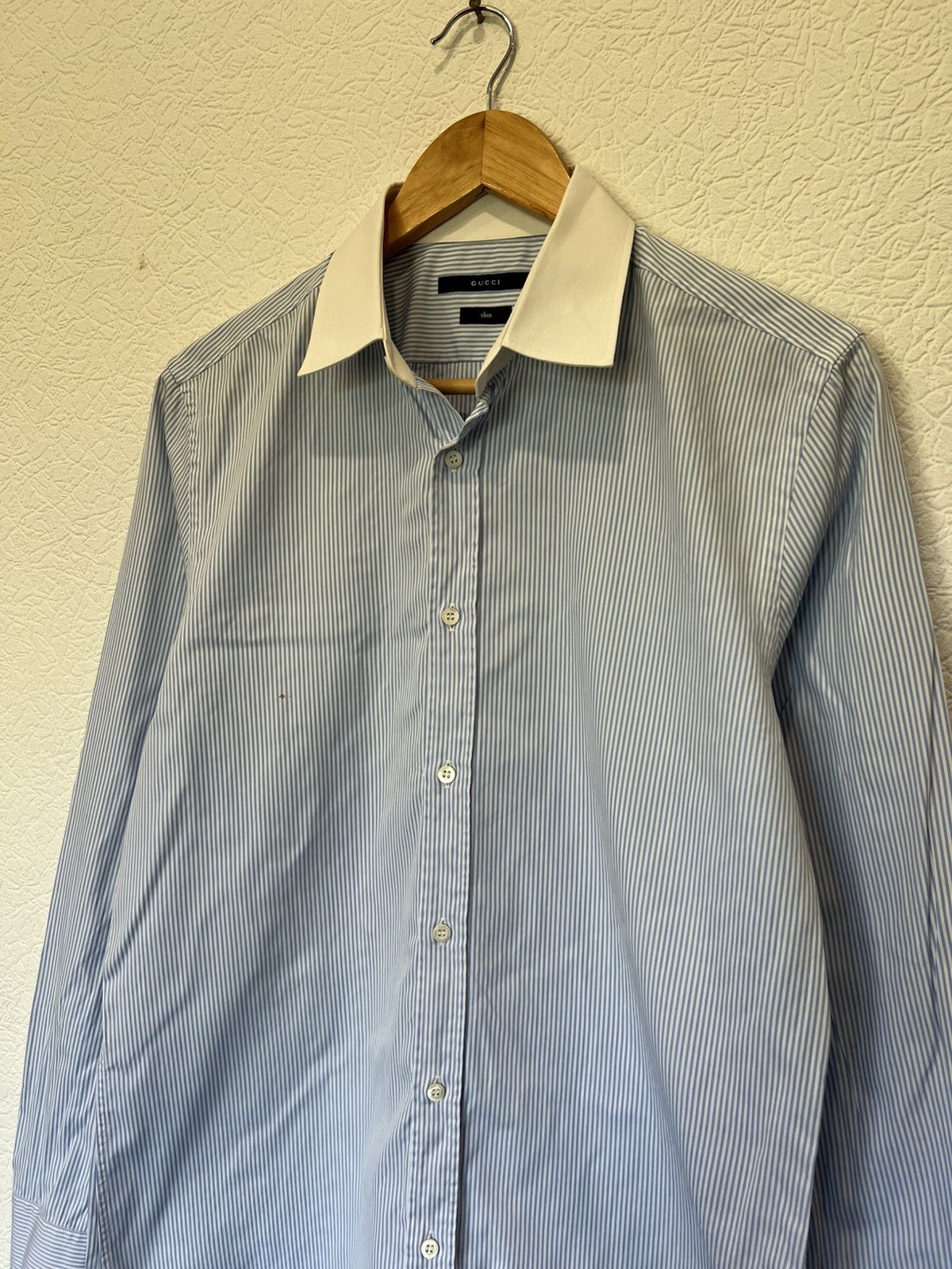 Gucci Gucci Tom Ford White Classic Shirt Button Mens Blue Size US L / EU 52-54 / 3 - 2 Thumbnail