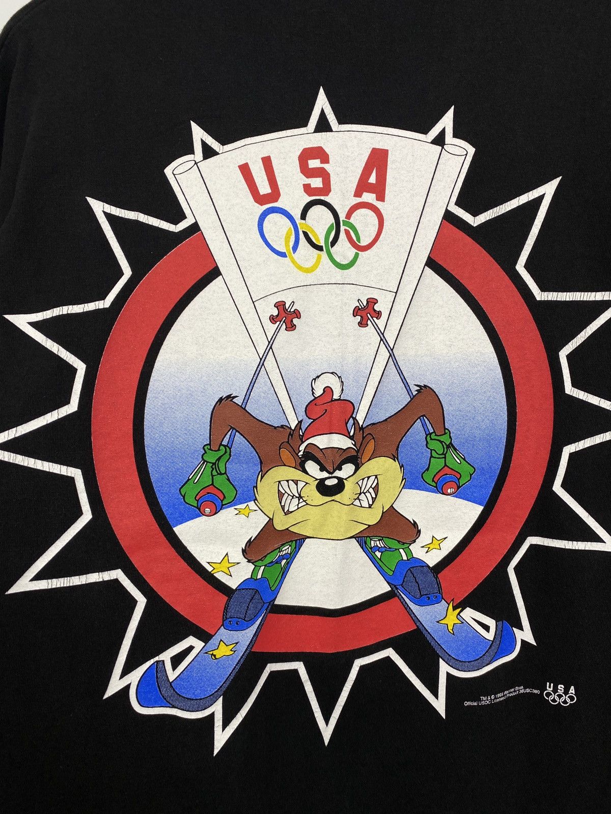 Hanes 🇺🇸 Vintage 1995 Taz Warner Bros Olympic USA Retro T-Shirt Y2K Size US L / EU 52-54 / 3 - 6 Thumbnail