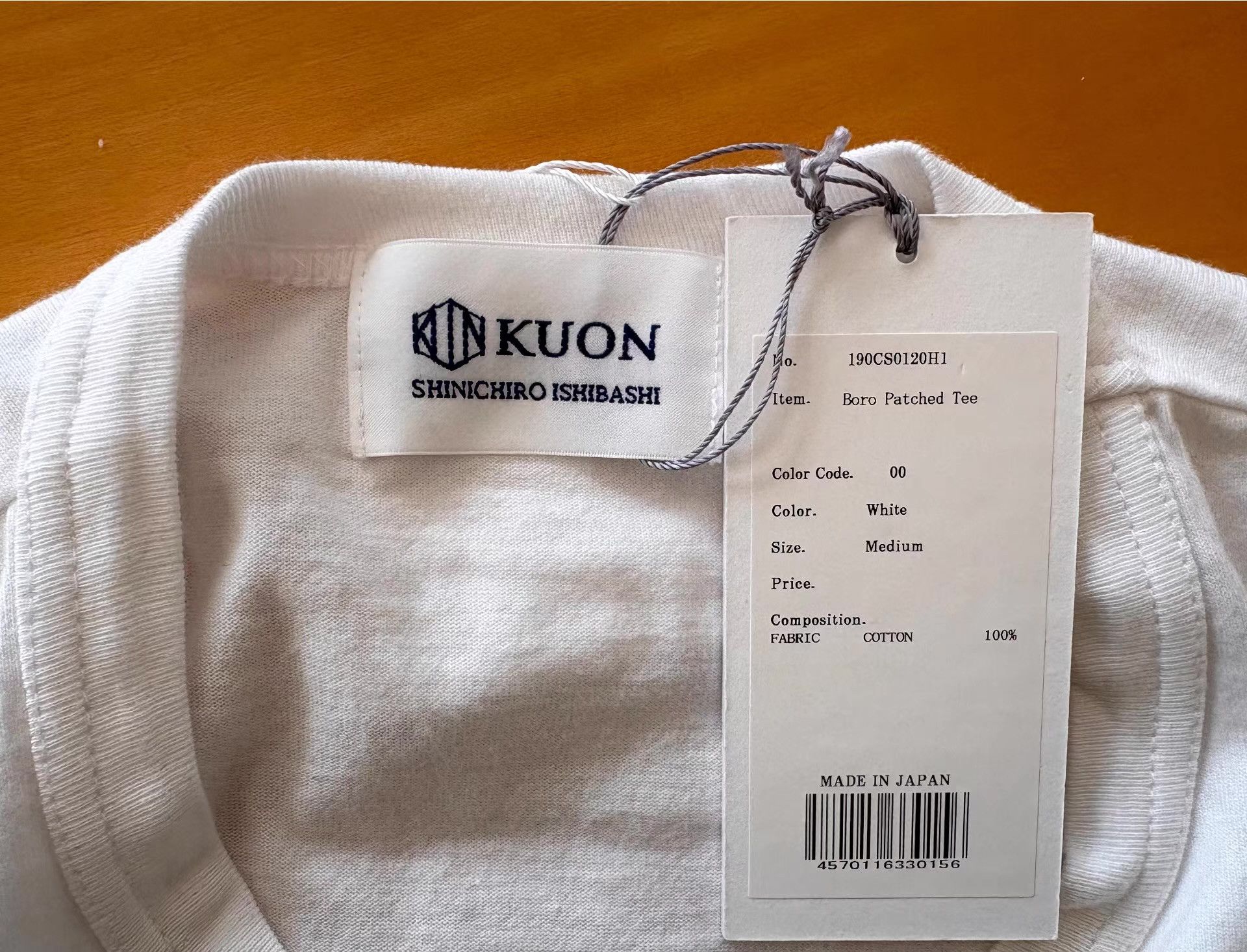KUON Kuon Men's Sashiko Patch T‑Shirt Ｑ21 Size US M / EU 48-50 / 2 - 4 Thumbnail