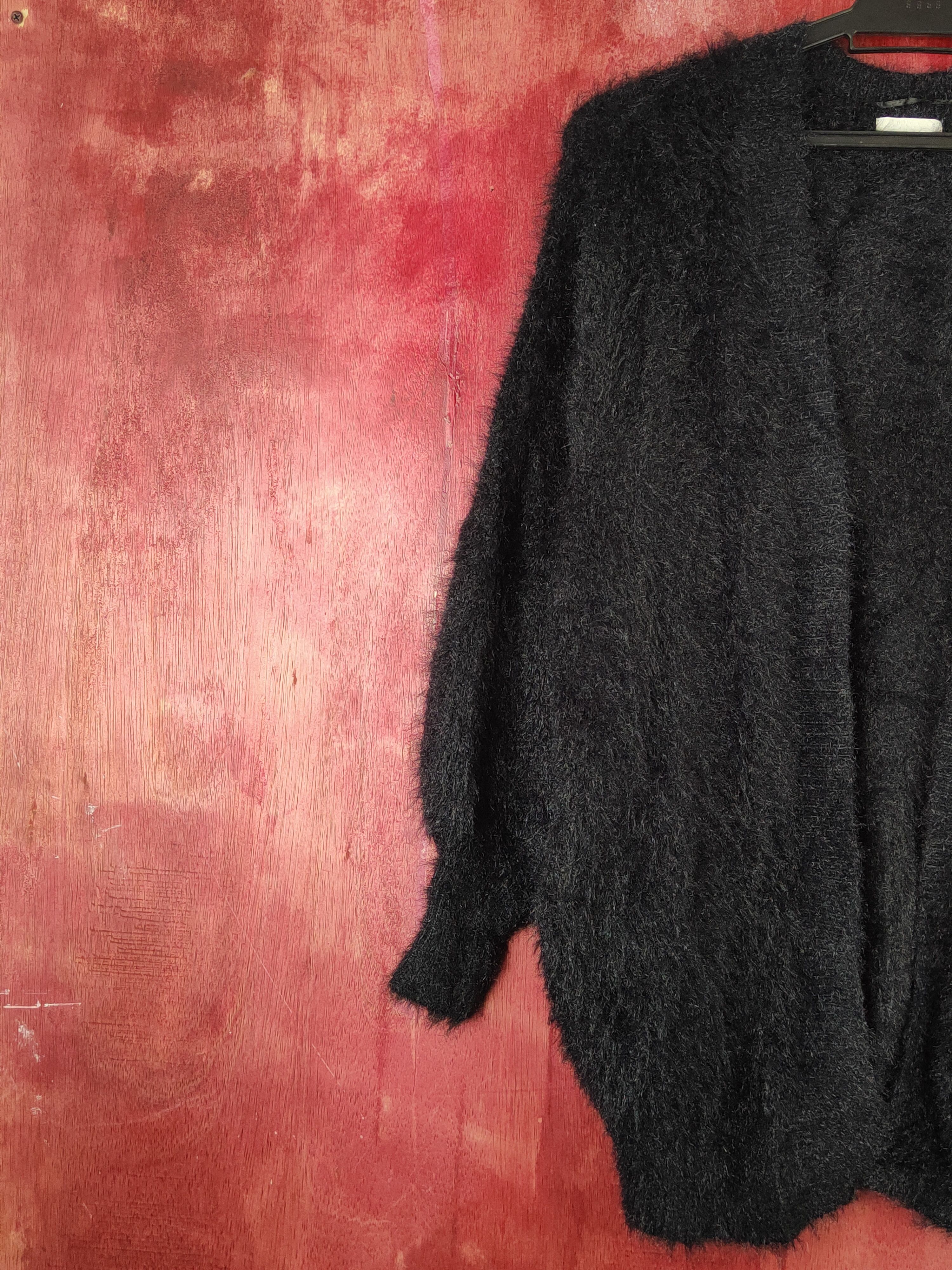 Japanese Brand GU Black Shag Shaggy Fur Mohair Knitwear Cardigan #S1902 Size M / US 6-8 / IT 42-44 - 3 Thumbnail