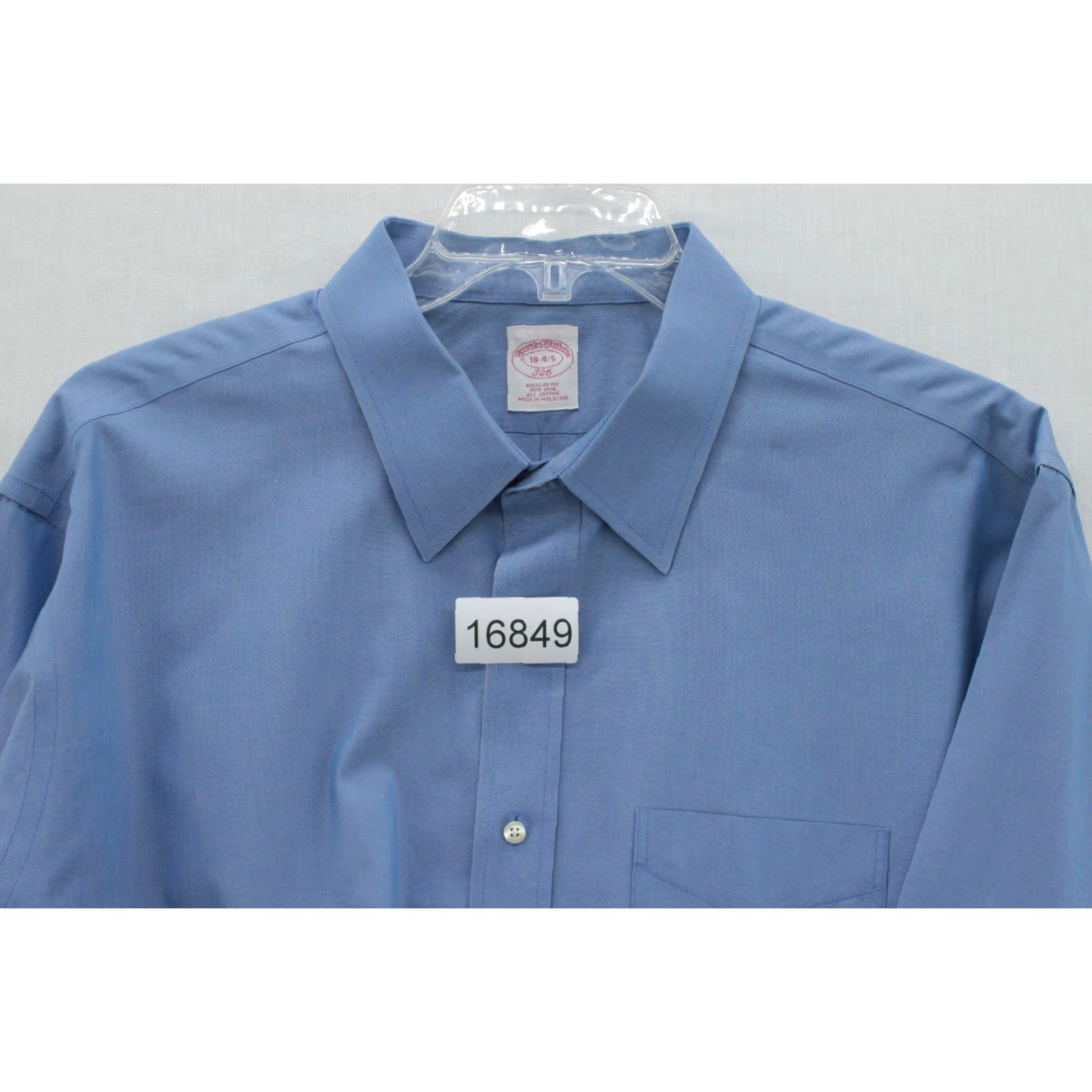 Brooks Brothers Brooks Brothers Dress Shirt Mens 18 4/5 Blue Non-Iron Cotton Preppy Stylish Shirt Size 46R - 7 Thumbnail