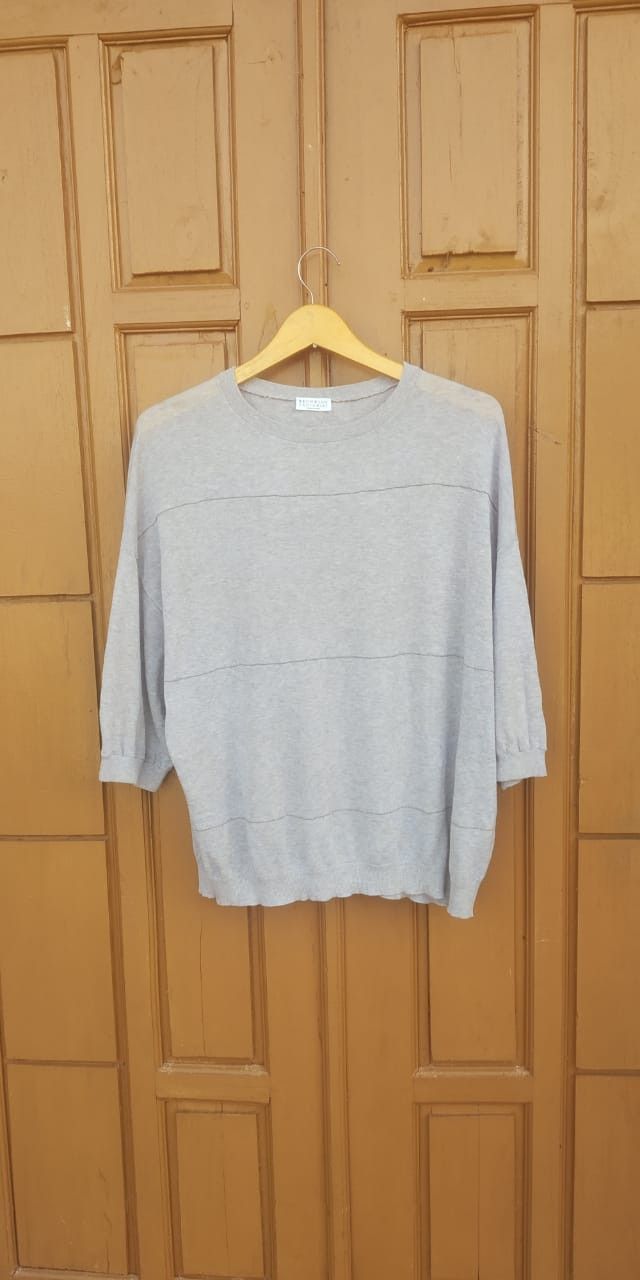 Brunello Cucinelli Brunello cucinelli grey medium stripe tops Size M / US 6-8 / IT 42-44 - 1 Thumbnail