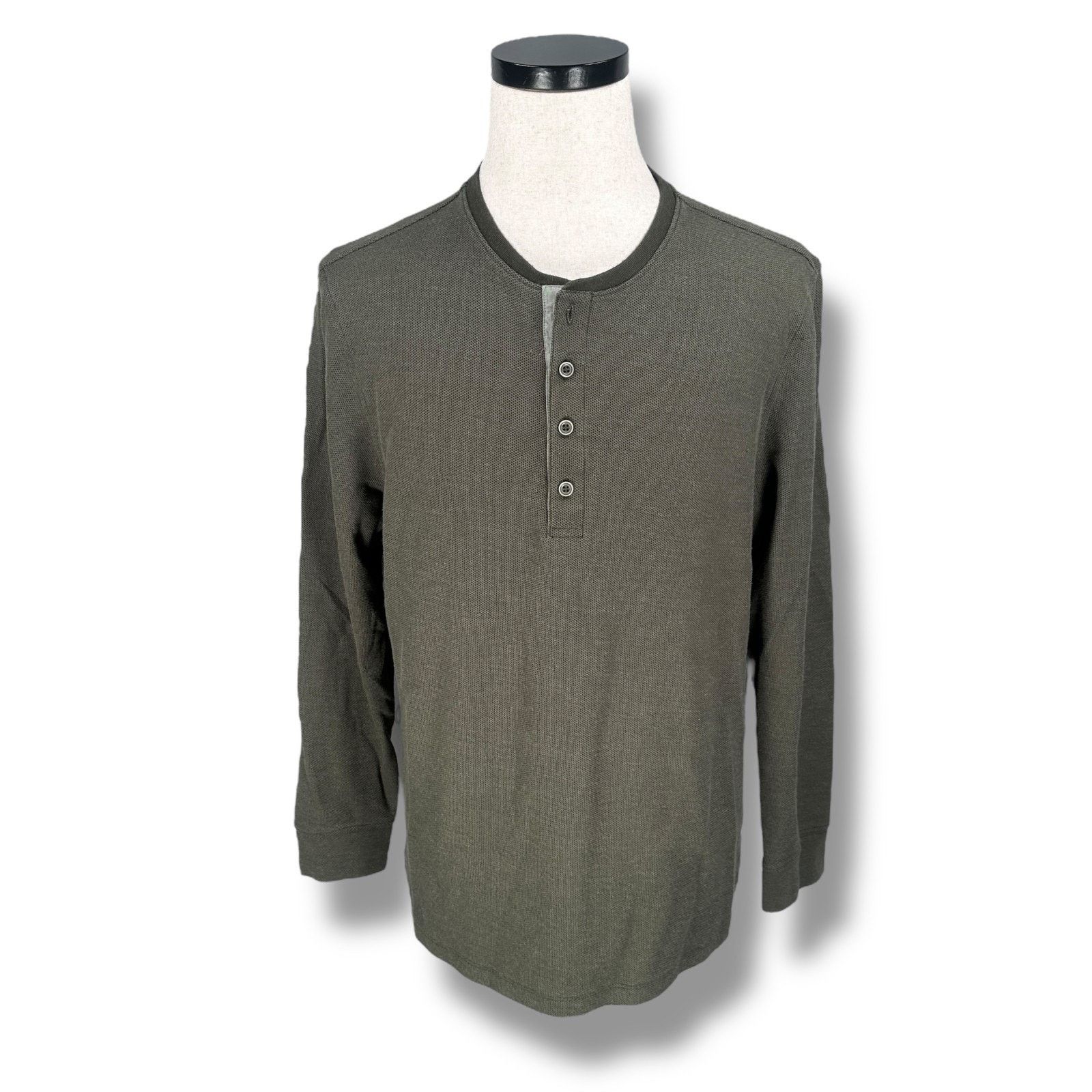 UNTUCKit Untuckit Henley Shirt Men’s XL Green Cotton Waffle Knitted Size US XL / EU 56 / 4 - 1 Thumbnail
