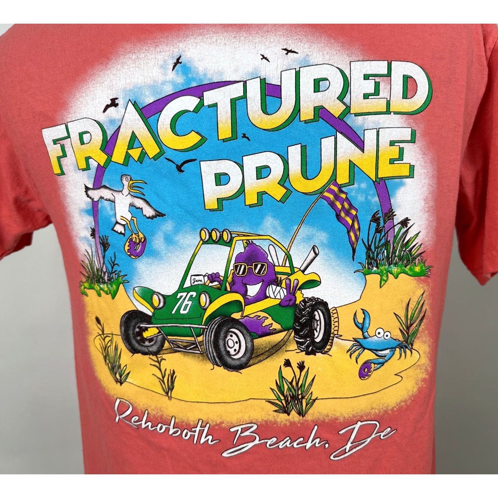 Delta VINTAGE Fractured Prune Doughnuts Shirt SMALL Peach Y2K Reboboth Delaware Beach Mens Size US S / EU 44-46 / 1 - 2 Thumbnail