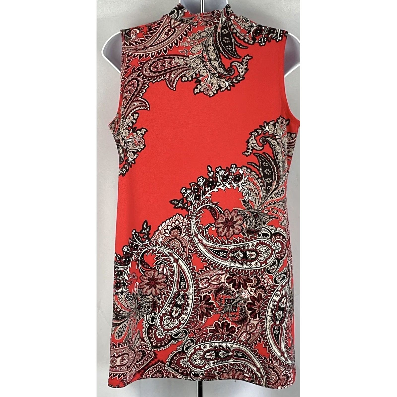 Melissa Melissa Paige Sleeveless Mini Sheath Dress M Red Paisley MockNeck Retro 60s Mens Women Girls Size M / US 6-8 / IT 42-44 - 3 Thumbnail