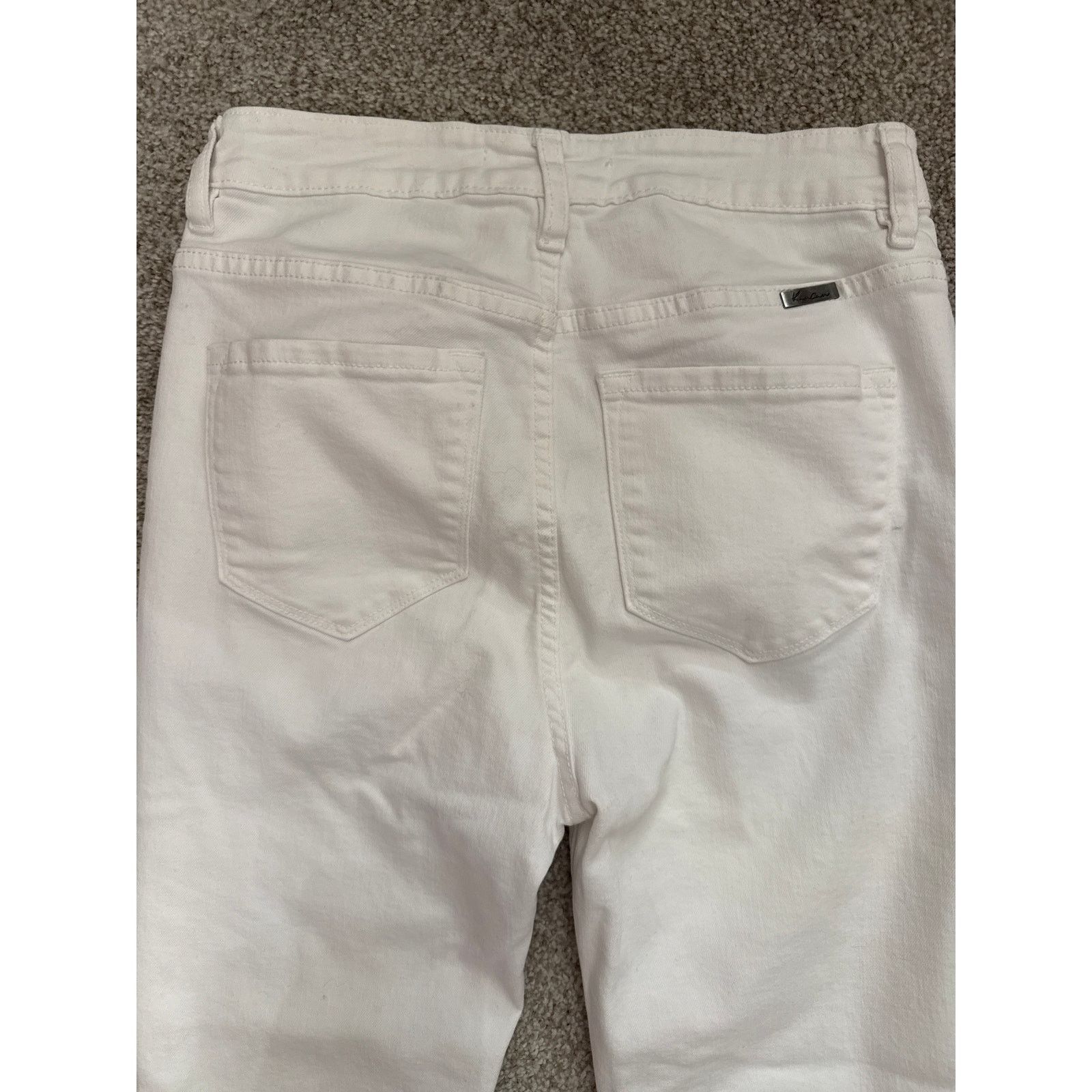 Kancan USA Kancan White Hi Rise Button Fly Jeans Raw Hem Denim, sz 7/27 Size 27" / US 4 / IT 40 - 7 Thumbnail