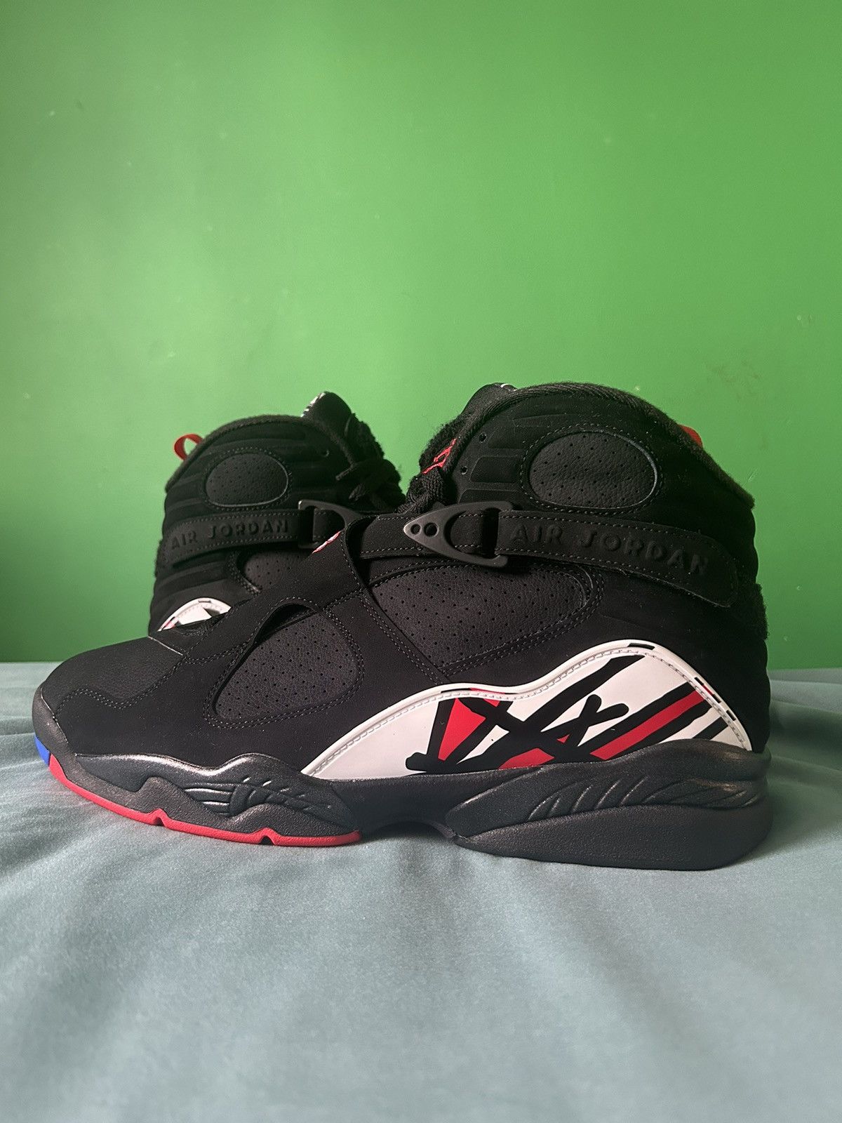 image of Nike Air Jordan 8 Playoffs 2023 Shoes in Black, Men's (Size 14)