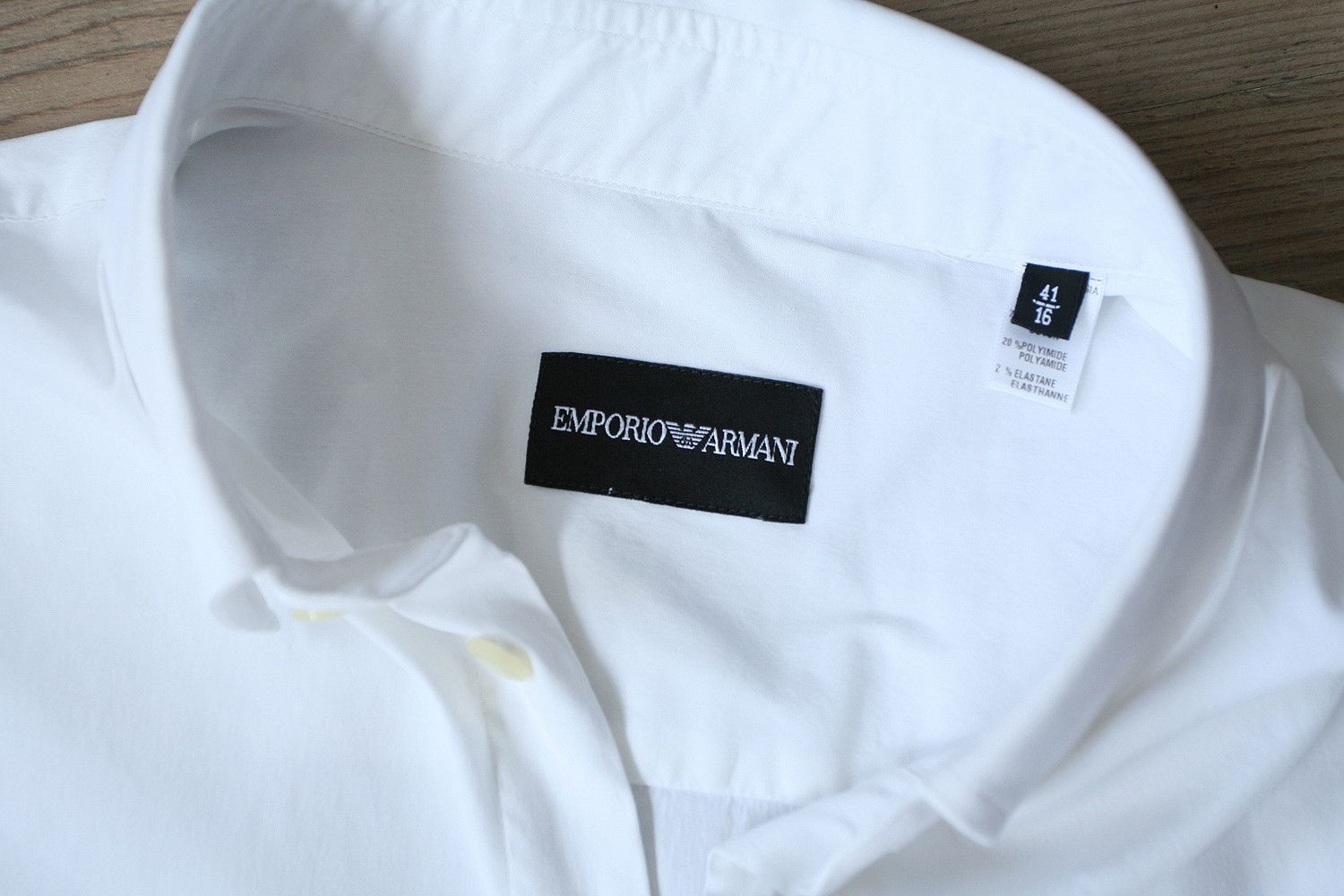 Armani Emporio Armani Italy White Stretch Cotton Shirt Size US M / EU 48-50 / 2 - 5 Thumbnail
