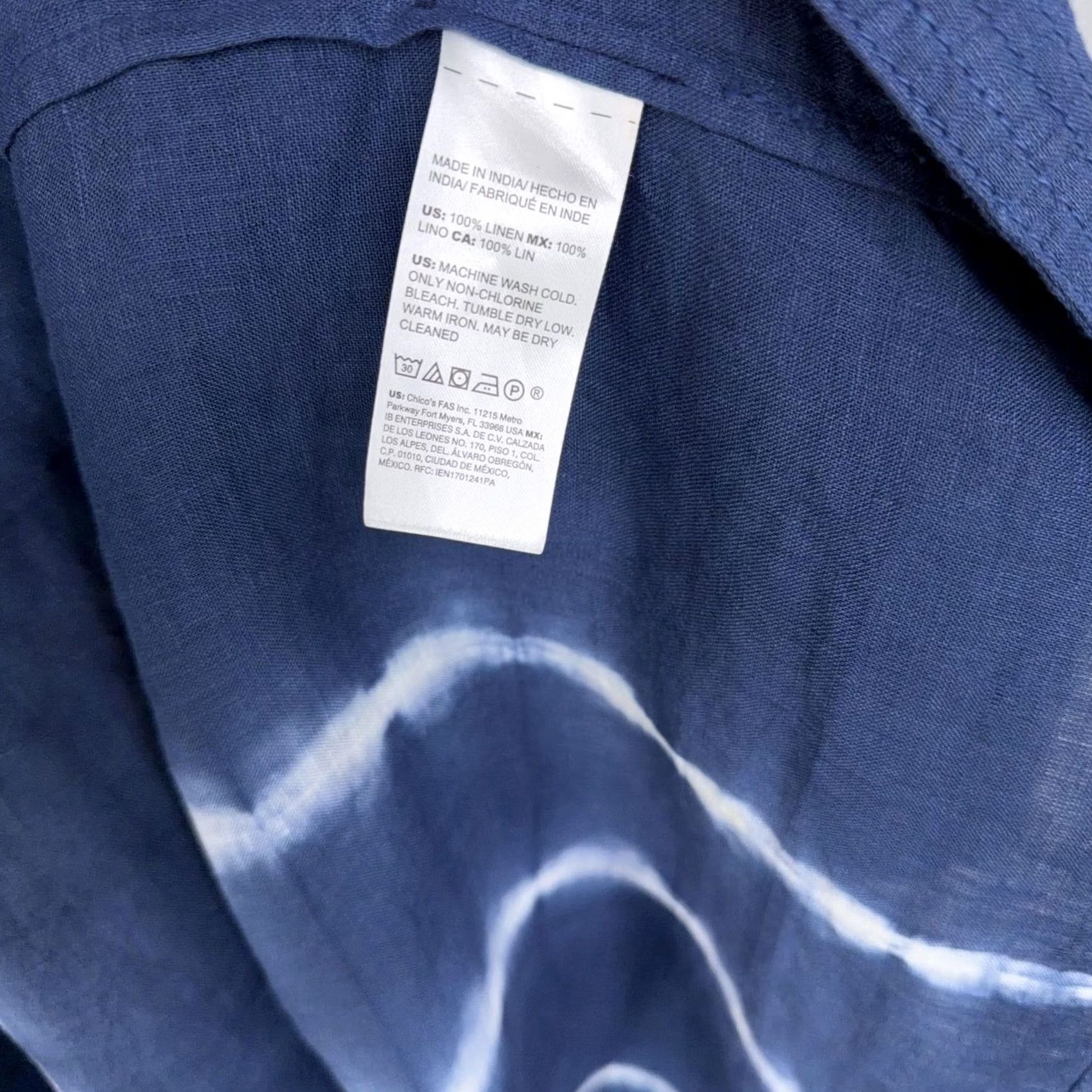 Vintage Chico's Kimono Jacket Womens 2 Blue White Tie Dye Linen Open Front Boho Chic Shirt Jacket Adult Regular XS-XL? Size XL / US 12-14 / IT 48-50 - 5 Thumbnail