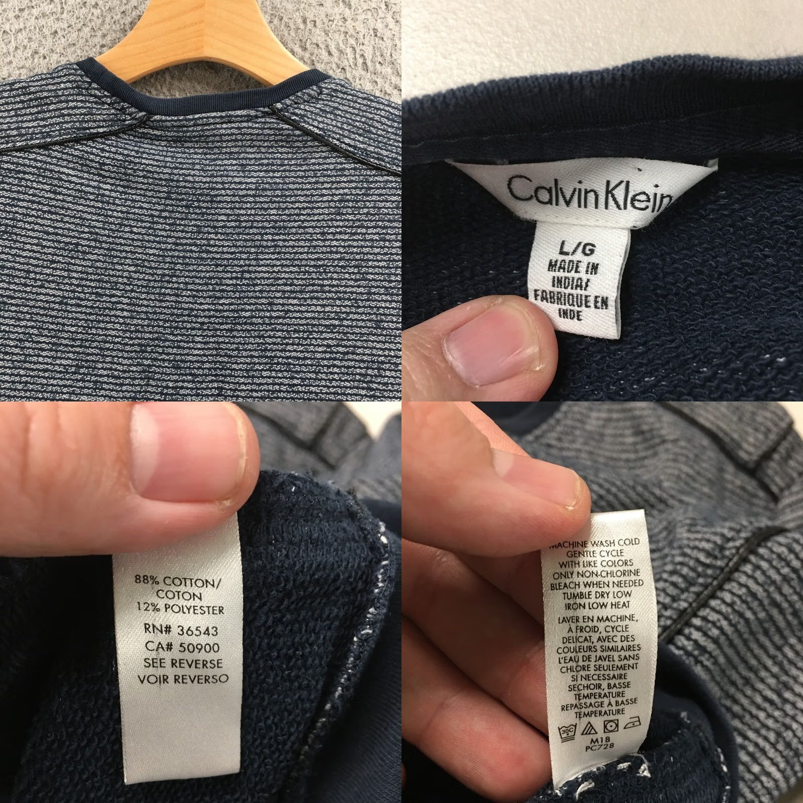 Calvin Klein Calvin Klein Sweater Mens L Blue Cotton Blend Crewneck Pullover Longsleeve Shirt Size US L / EU 52-54 / 3 - 8 Thumbnail