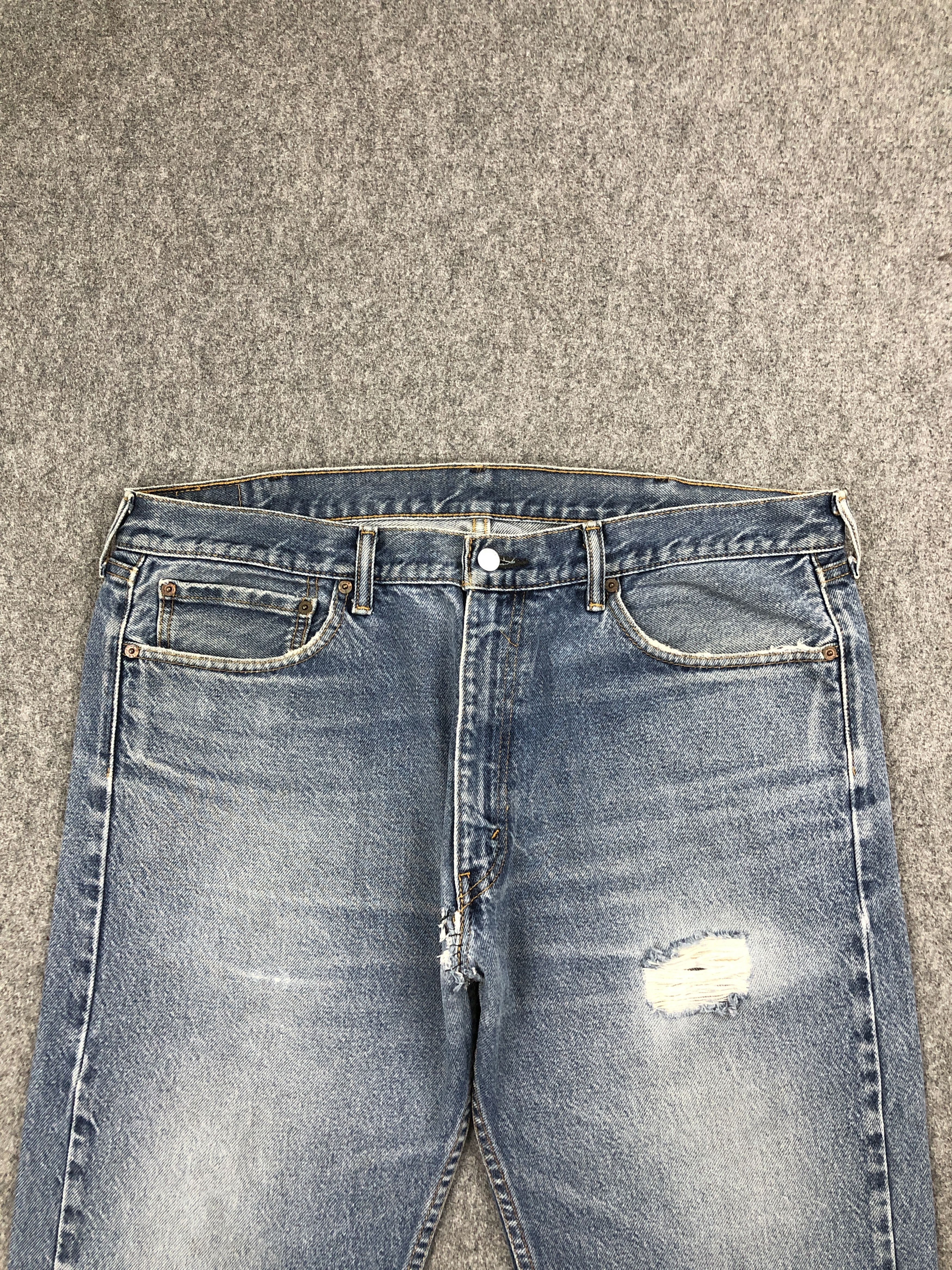 Levi's Vintage Distressed Levis 505 Faded Blue Jeans DP2539 Size US 38 / EU 54 - 2 Thumbnail