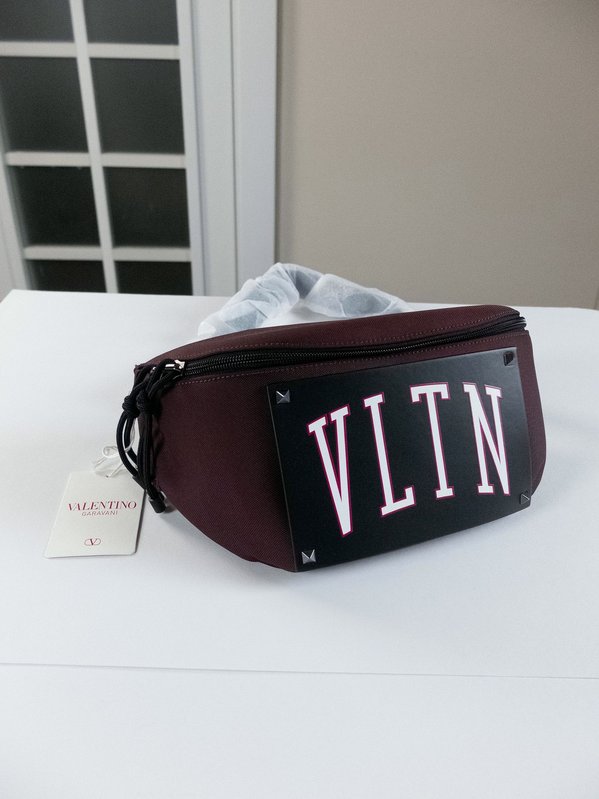 Valentino VALENTINO Garavani VLTN logo burgundy black canvas belt bag Size ONE SIZE - 5 Thumbnail