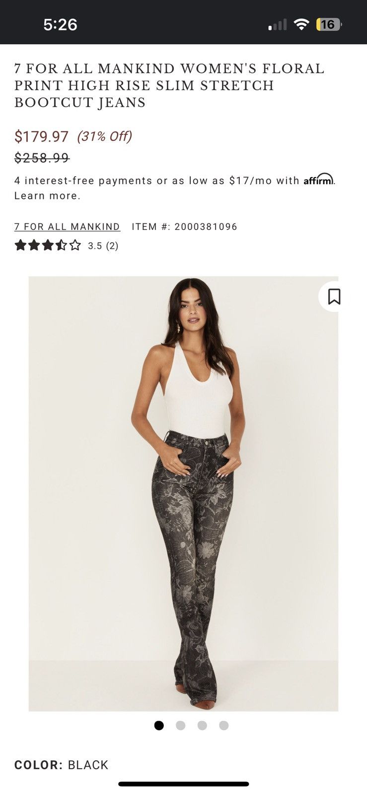 7 For All Mankind 7 For All Mankind Skinny Jeans Black floral Sz 28 Floral Size 28" / US 6 / IT 42 - 1 Thumbnail
