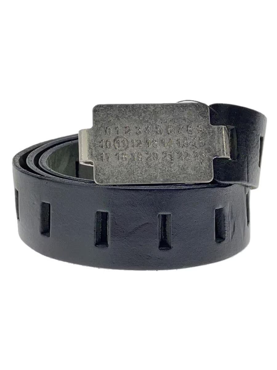 Pre-owned Maison Margiela Perforated Logo Buckle Leather Belt In Black