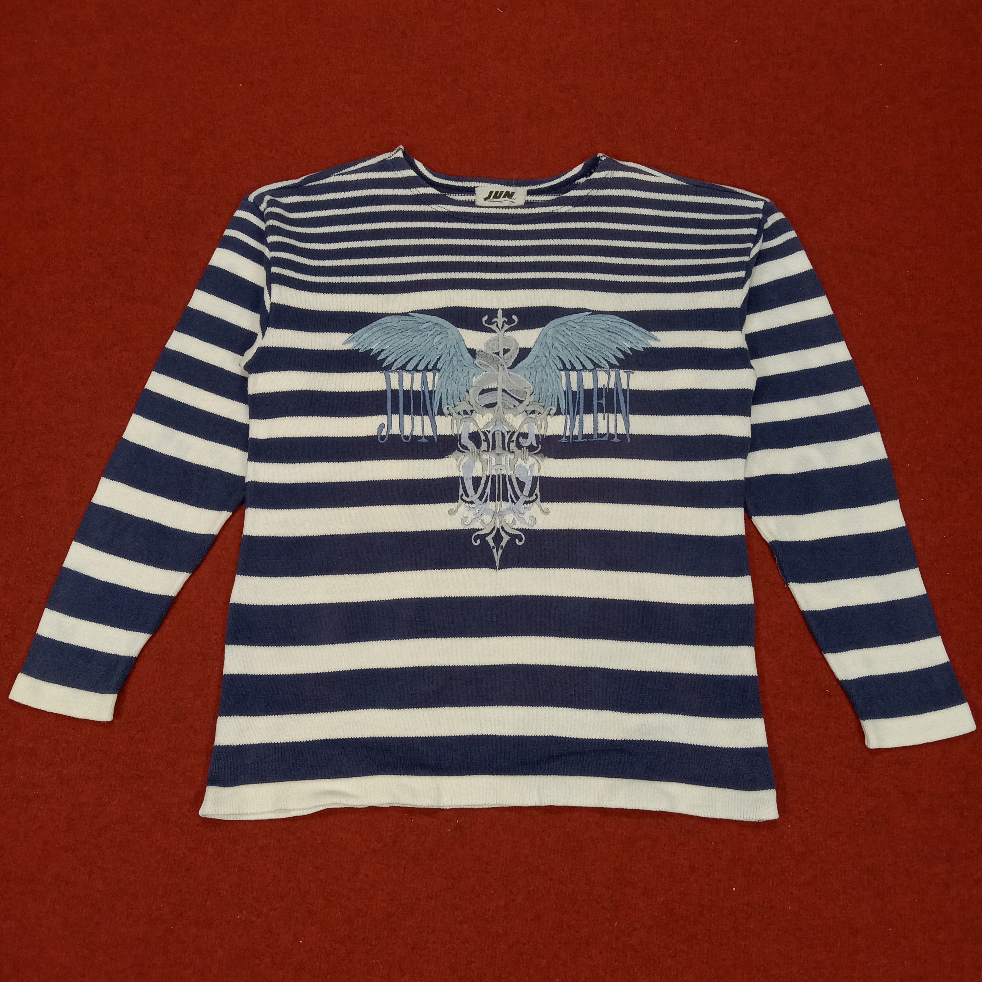 Japanese Brand Jun Men Streetwear Style Stripes Design Sweatshirt Size US S / EU 44-46 / 1 - 1 Thumbnail