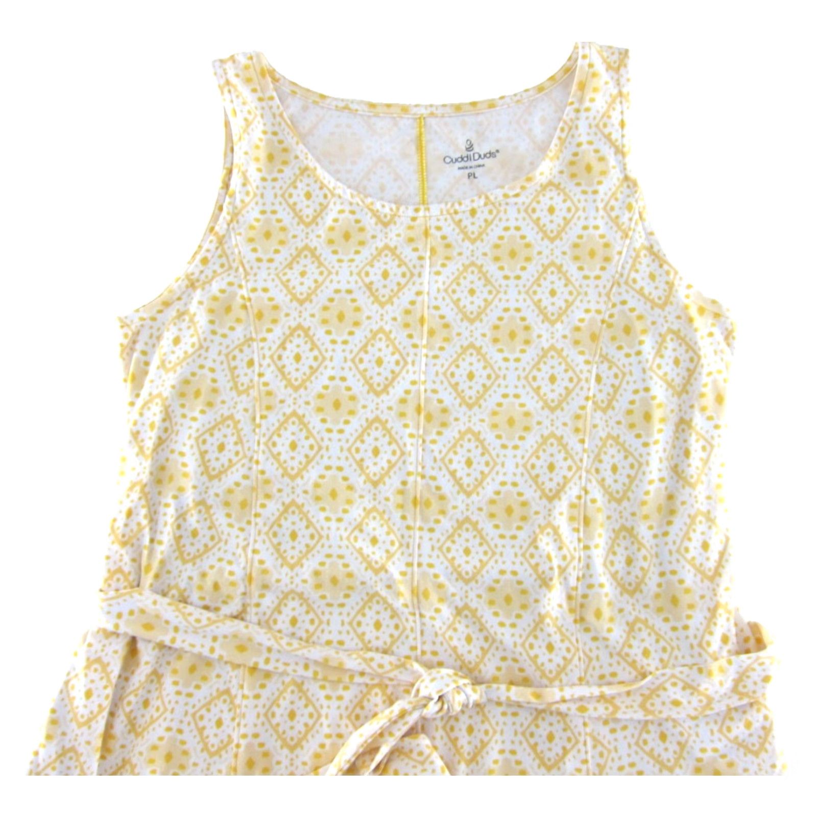Vintage Cuddl Duds Maxi Tank Dress Pocket Yellow Diamond Soft Jersey Stretch PL Women's) Size L / US 10 / IT 46 - 4 Thumbnail