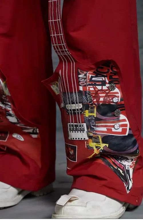 VIBE Punk rock guitar and bass printed Harajuku style trousers Size US 30 / EU 46 - 8 Thumbnail