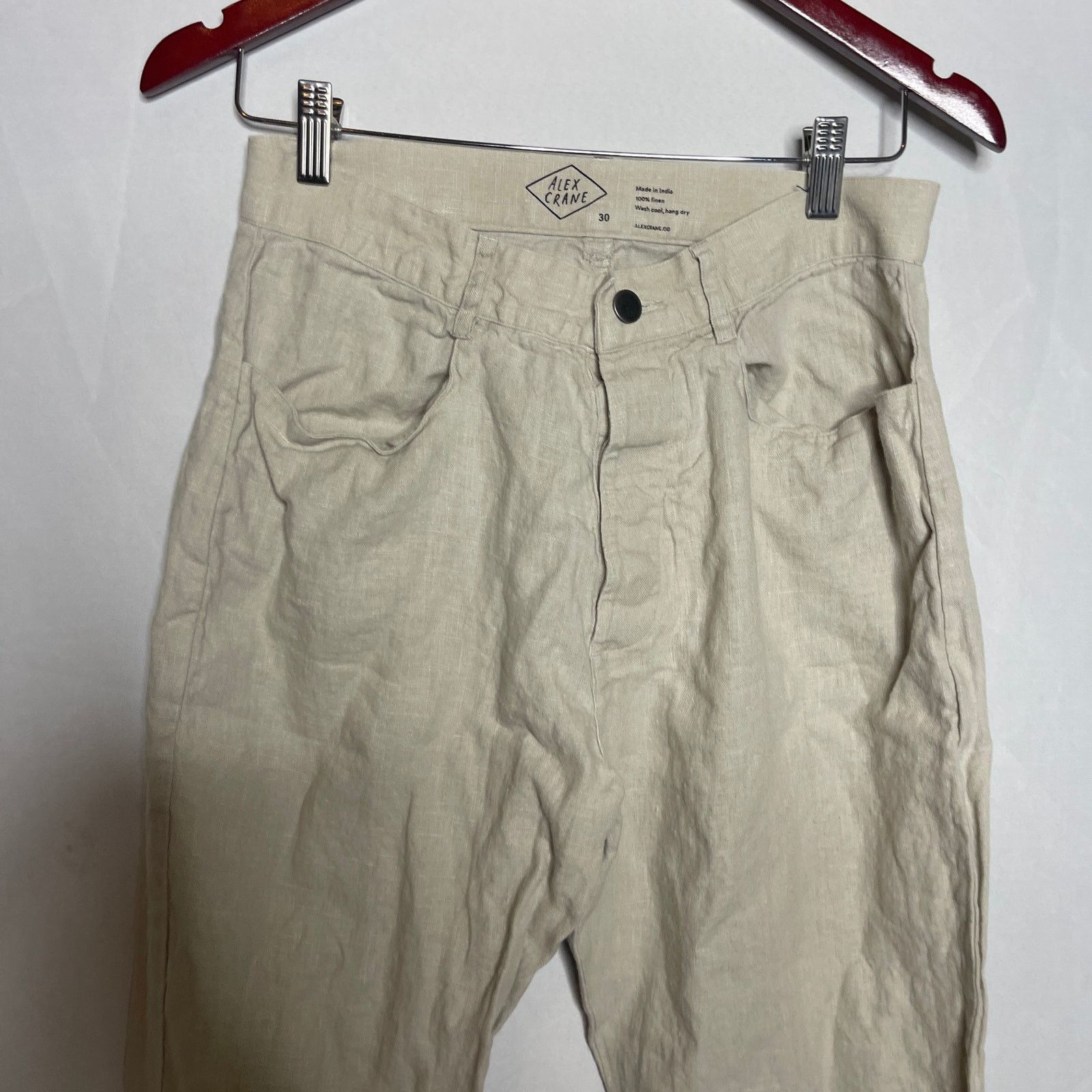 Alex Crane Alex Crane light beige 100% linen straight leg pants 30x28 Size US 30 / EU 46 - 4 Thumbnail