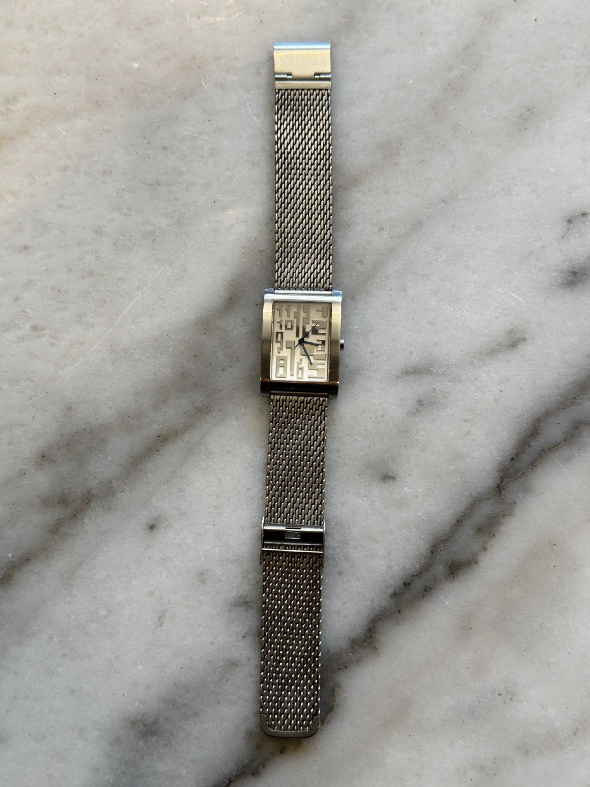 Vintage 2000s Jean Paul Gaultier Numerology Silver Tank Watch