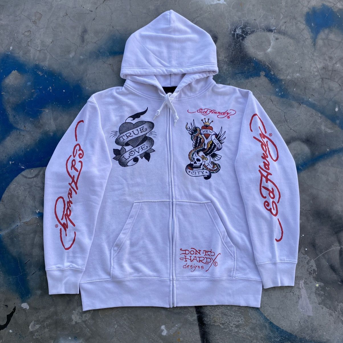 Christian Audigier × Ed Hardy × Japanese Brand Ed Hardy Christian Audigier Drip Y2K Hype Hoodie Size US XL / EU 56 / 4 - 2 Thumbnail