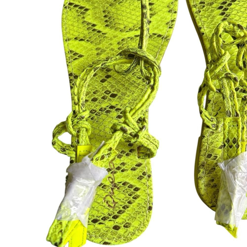 Designer Brand new Neon apple Green Snakeskin-Print Thong Sandals Size US 5.5 / IT 35.5 - 2 Thumbnail