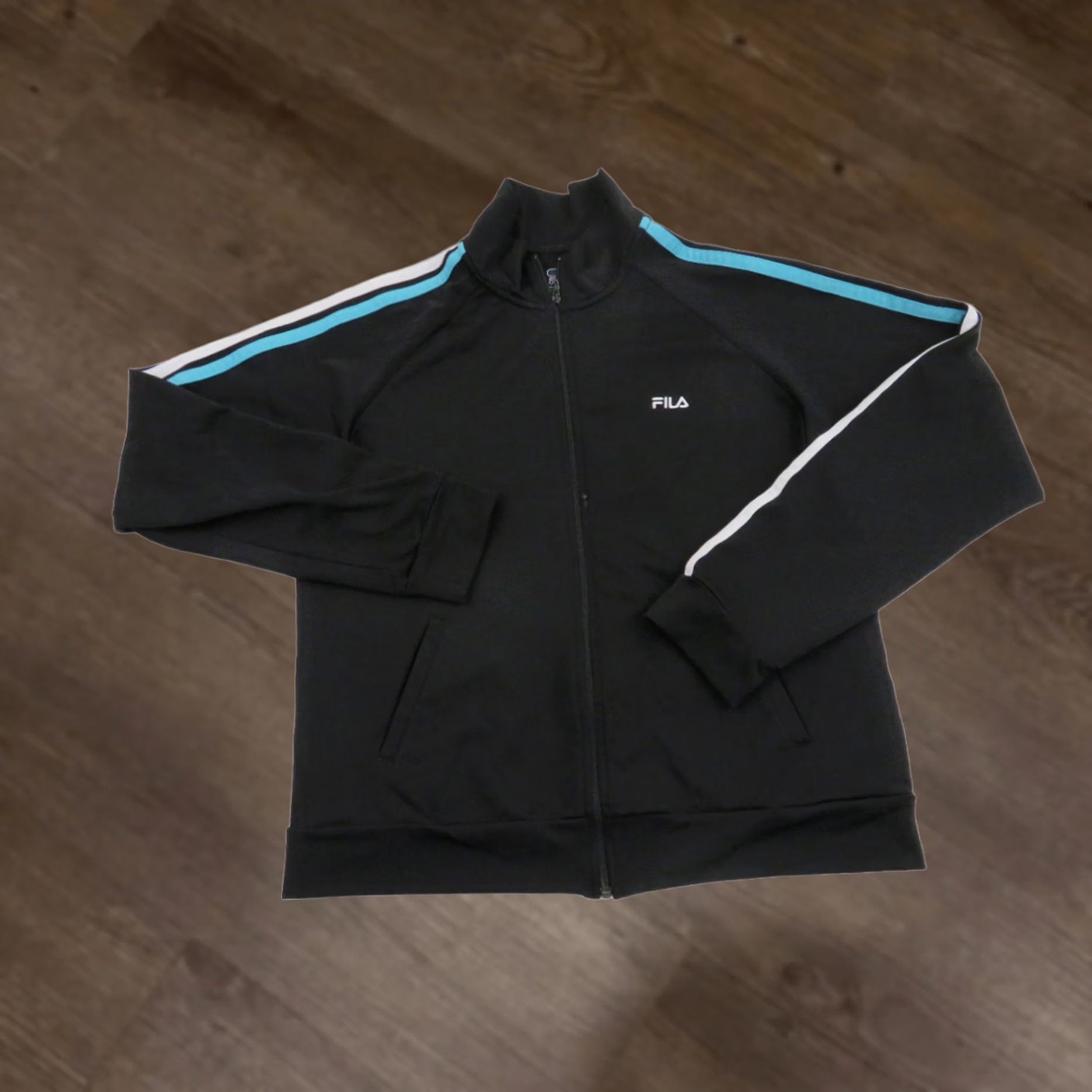 Fila Womens Black FILA Jacket Windbreaker Full Zip Logo Size L Weather Resistant Athletic Casual Travel Sports Hoodie? Size L / US 10 / IT 46 - 1 Thumbnail