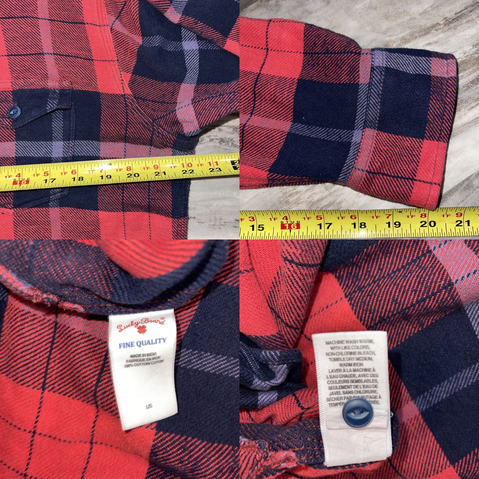 Lucky Brand Lucky Brand Men L Thick Flannel Shirt Red Black Plaid Lumberjack Button Up Shirt Size US L / EU 52-54 / 3 - 8 Thumbnail