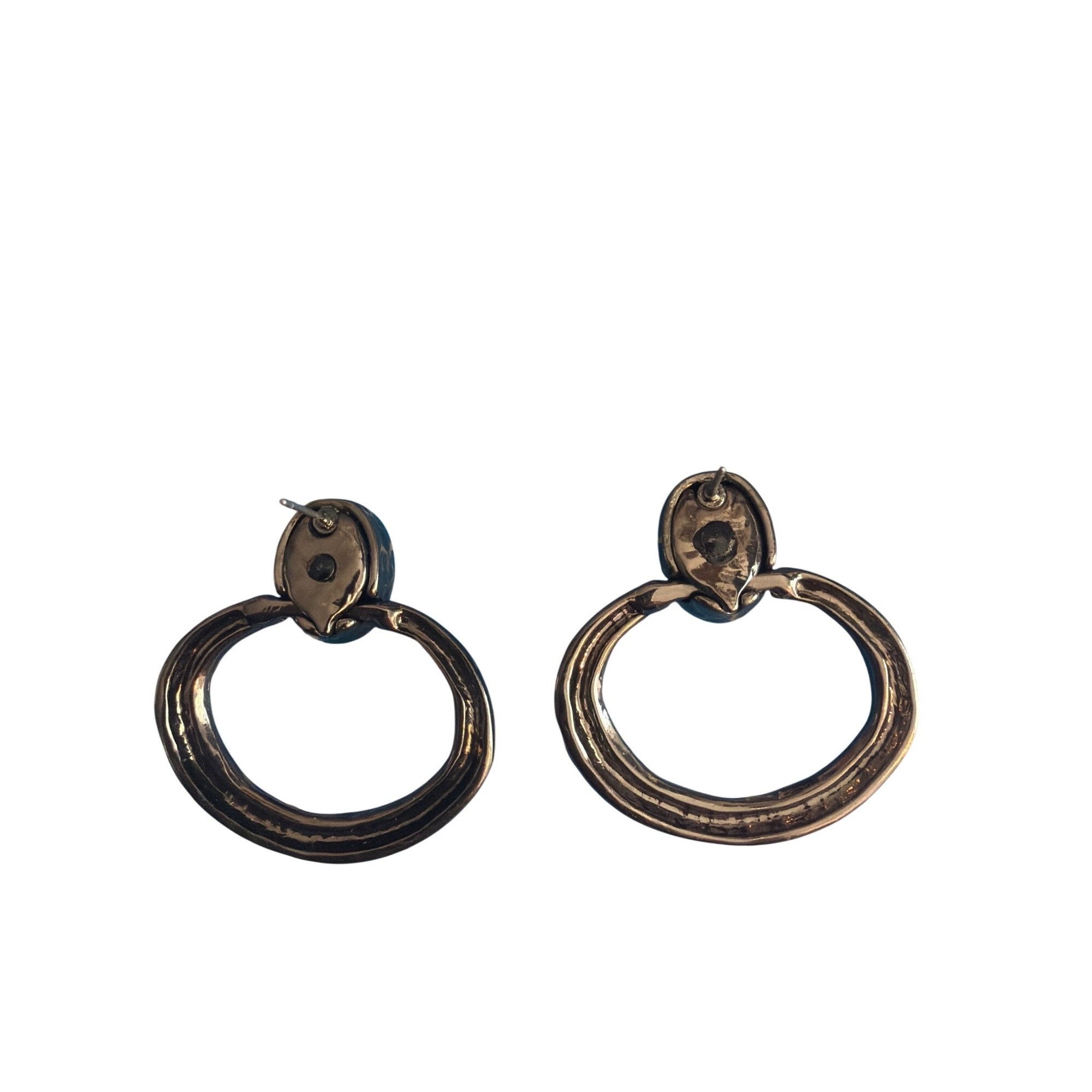 Other Black Gunmetal Door Knocker Earrings Hoops Clear Rhinestone Size ONE SIZE - 3 Thumbnail