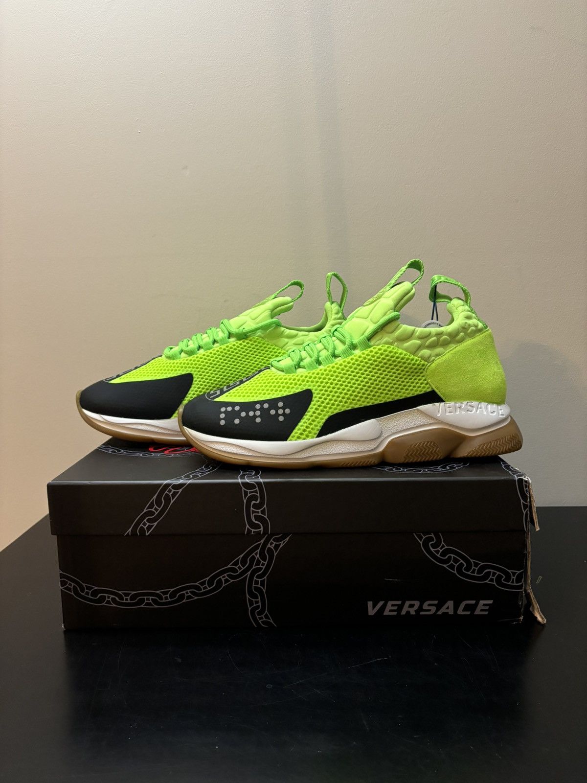 Versace Versace Cross Chainer Chain React Trainers Fluo Green Size US 11 / EU 44 - 1 Thumbnail