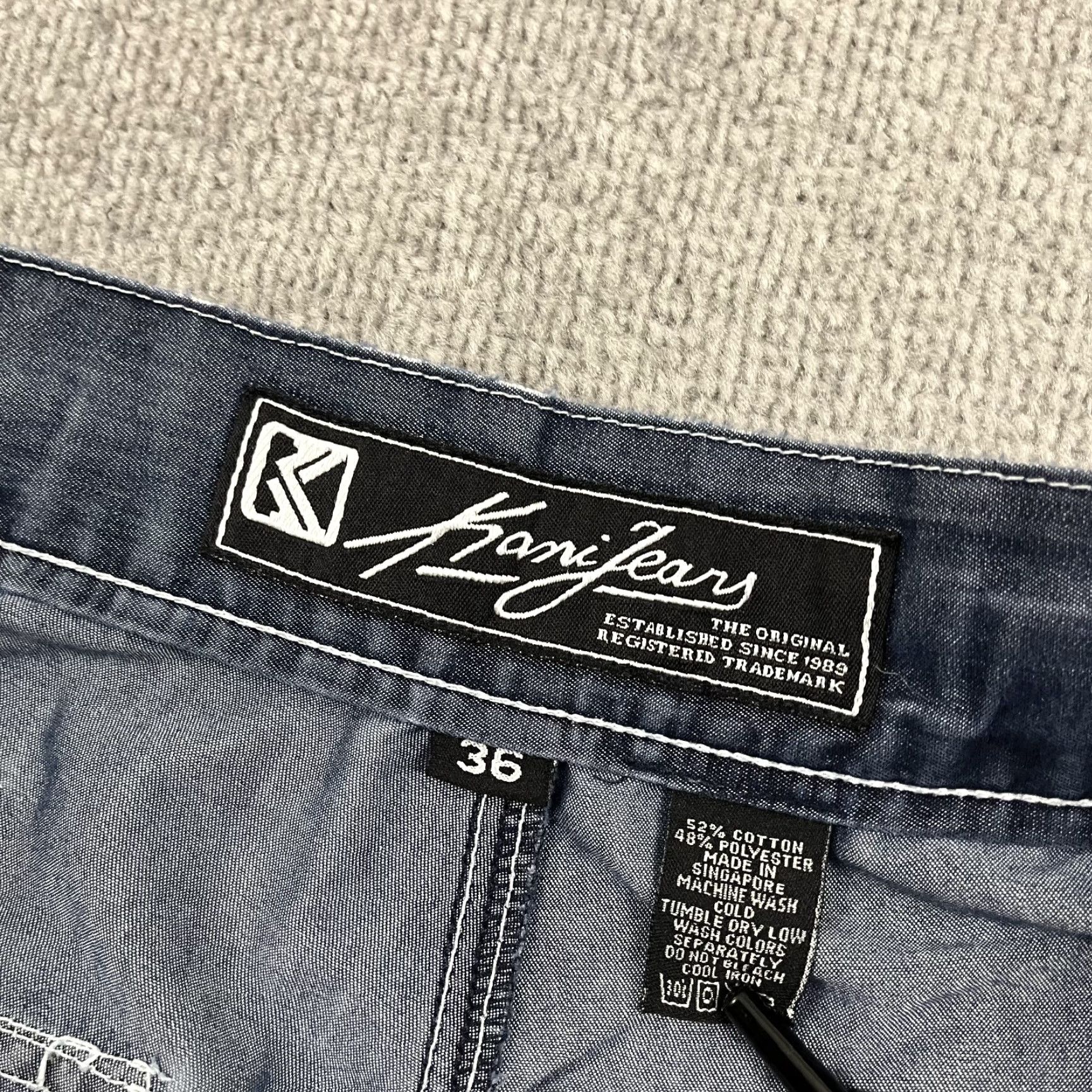 Vintage Kani VTG Jean Shorts Jort Mens 34 / 18" Chambray Blue Wide Leg Cargo Hip Hop Y2K Size US 34 / EU 50 - 4 Thumbnail