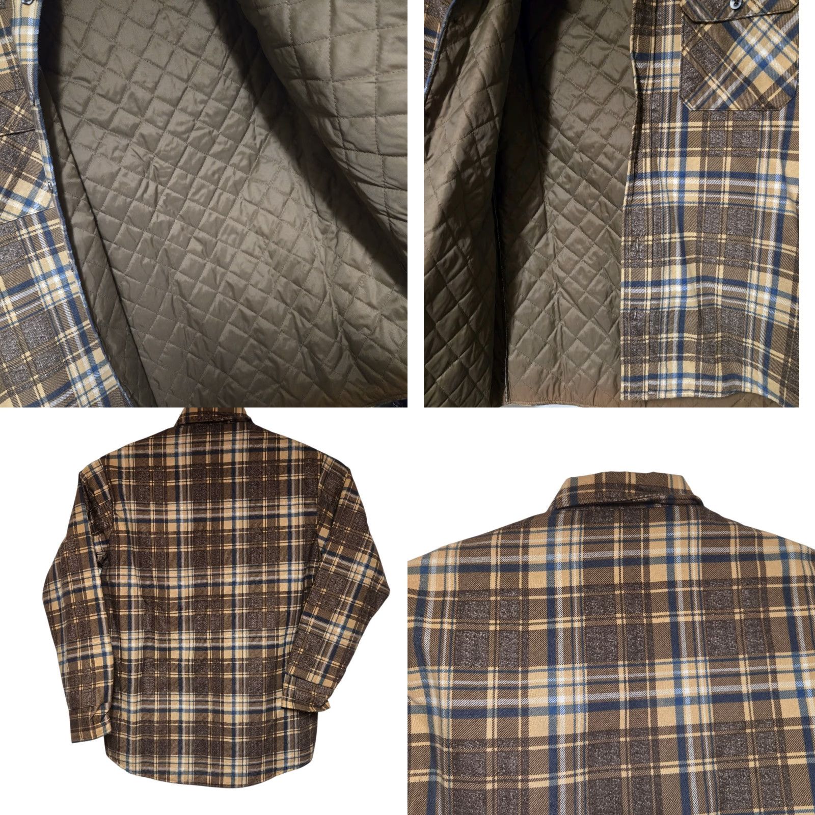 Sears VINTAGE Sears Fieldmaster Flannel Shirt Mens Large Tall Plaid Lined 70s Perma Prest Button-Up Knit Quilted Brown Cotton Polyester Shirt Size US L / EU 52-54 / 3 - 8 Thumbnail