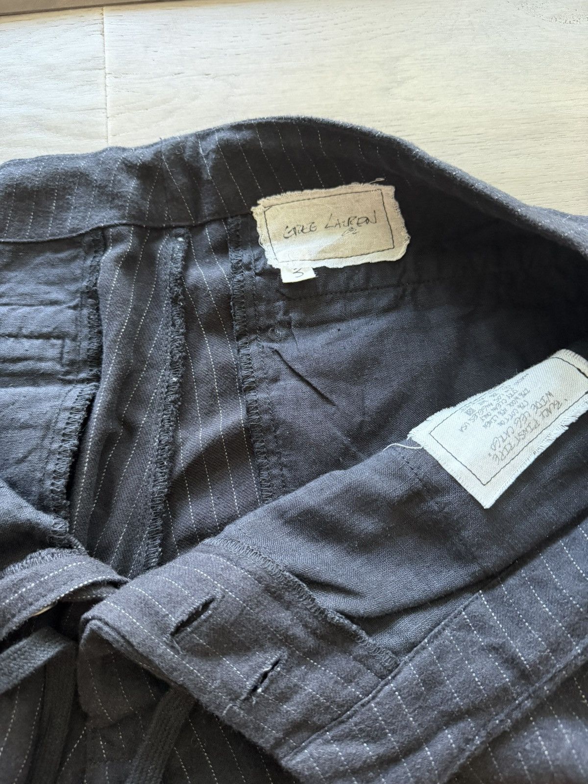 Greg Lauren Greg Lauren black pinstripe wide leg cargo size 3 Size US 36 / EU 52 - 5 Thumbnail