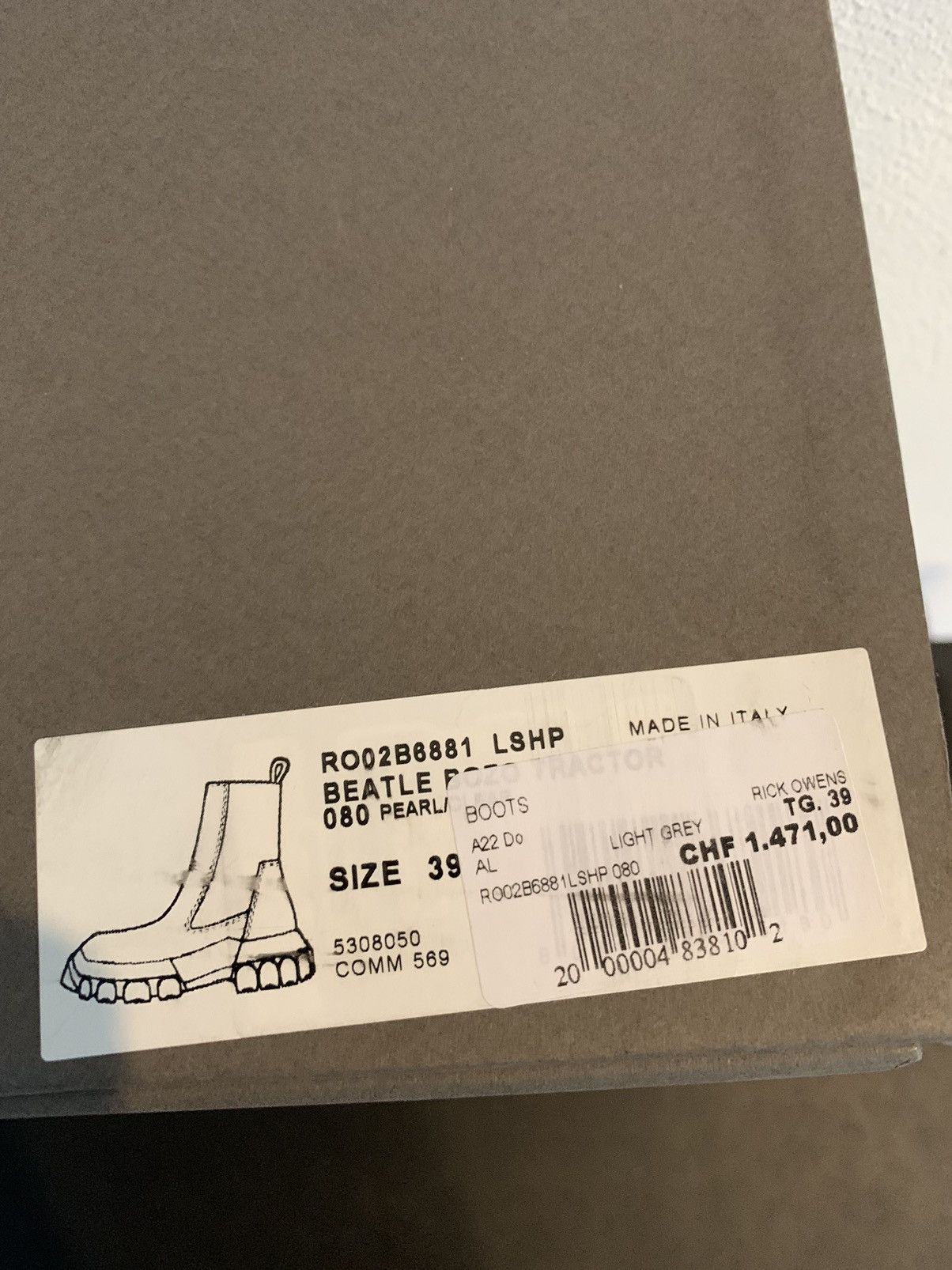 Rick Owens Gray Beatle Bozo Tractor Boots Size US 9 / IT 39 - 2 Thumbnail