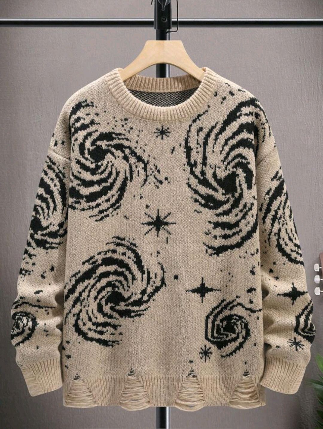 Japanese Brand Ripped Trim Dropped Knitted Sweater Size US L / EU 52-54 / 3 - 1 Thumbnail