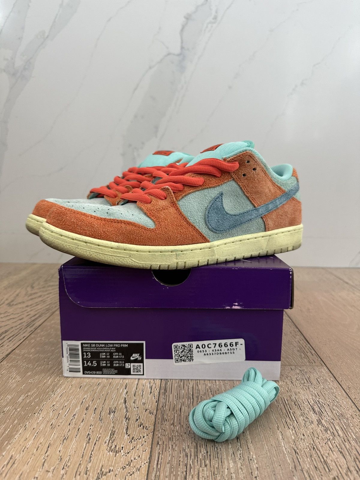 Nike SB Nike SB Dunk Low Orange Emerald Rise Size US 13 / EU 46 - 1 Thumbnail