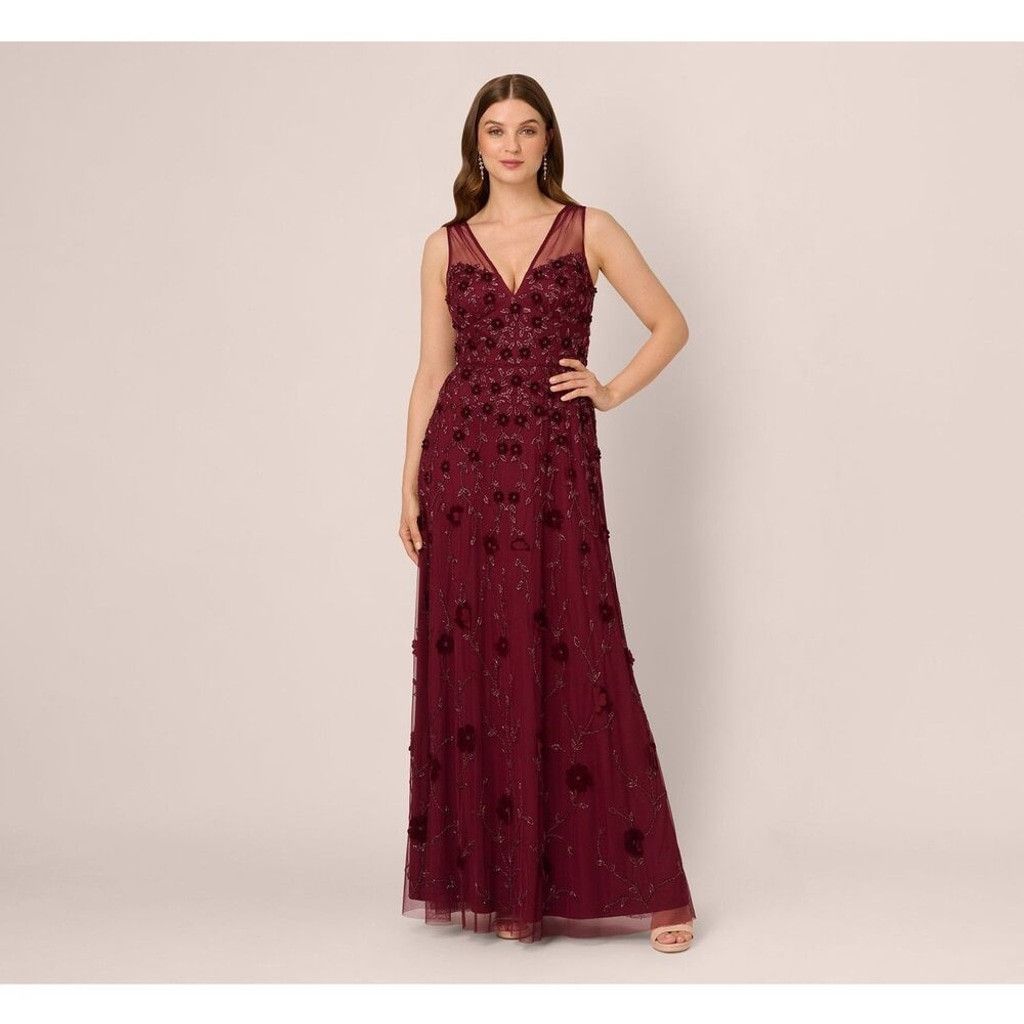 Adrianna Papell Adrianna Papell Beaded Gem Illusion Dress Gown Size 14 Size XL / US 12-14 / IT 48-50 - 1 Thumbnail