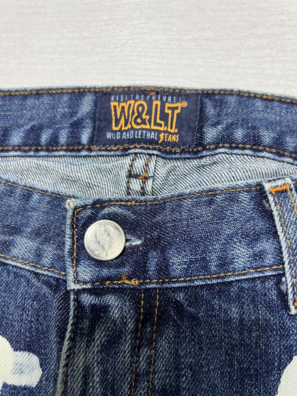 Walter Van Beirendonck W&LT - A/W 1999 - Bleach Graffiti Flared Denim Jeans Size US 28 / EU 44 - 11 Thumbnail