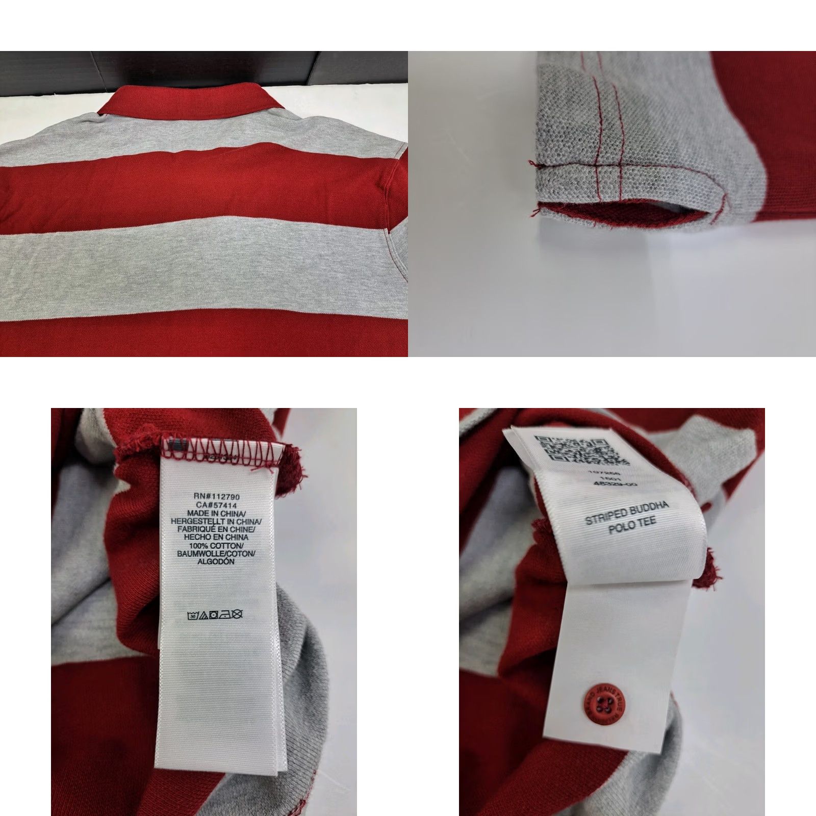 True Religion True Religion Polo Shirt Striped Buddha Grey/Maroon 3XL Men's Short Sleeve Casual Shirt Size US XXL / EU 58 / 5 - 8 Thumbnail