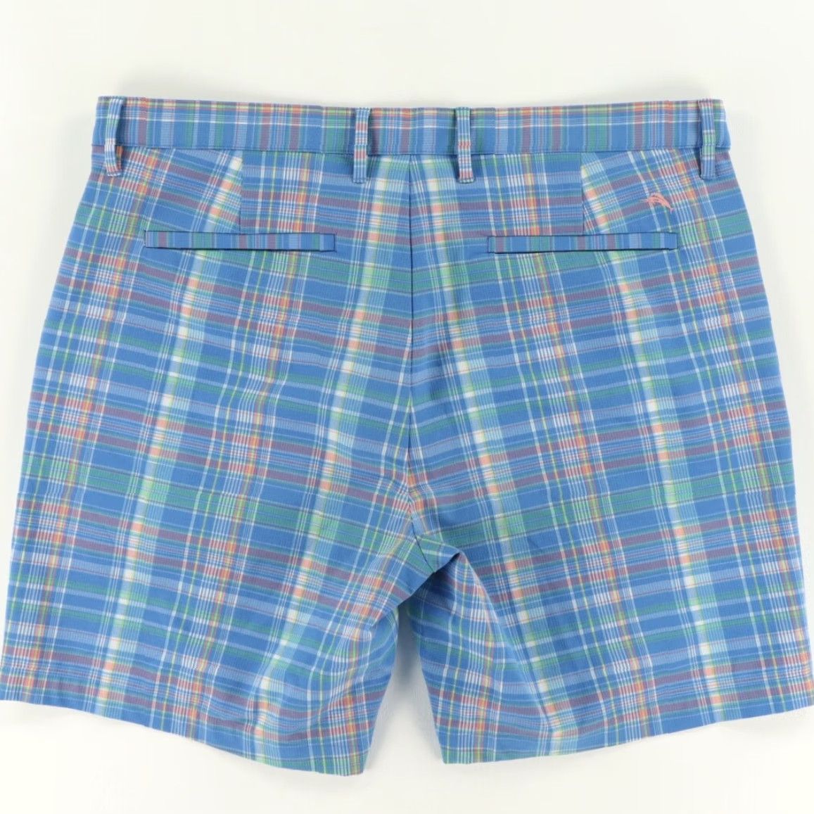 Tommy Bahama Tommy Bahama Men's Chino Shorts Blue Plaid 38, Regular, Woven Polyester, High Stretch, Front Button, Casual Size US 38 / EU 54 - 4 Thumbnail