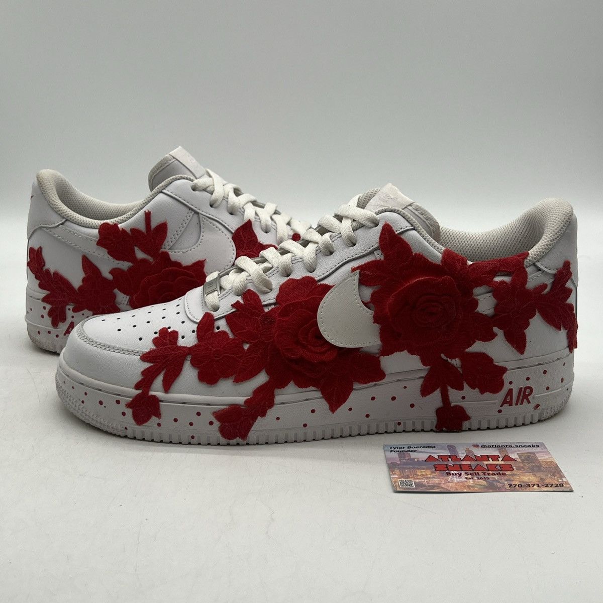 Nike Air Force 1 low triple white custom Size US 12 / EU 45 - 1 Thumbnail