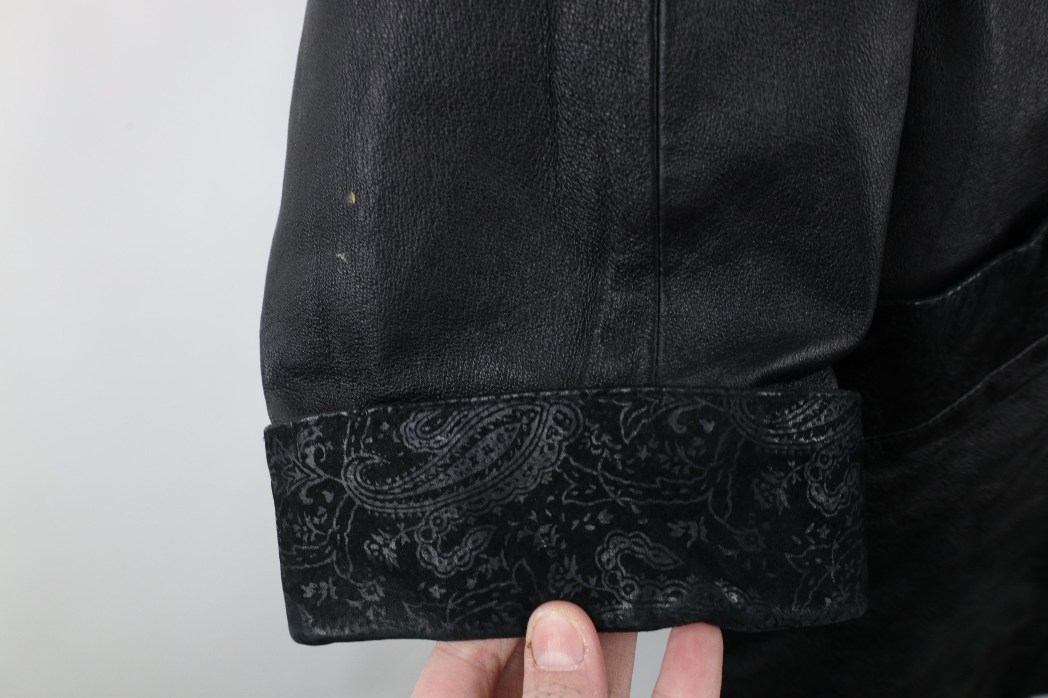 Vintage Vintage 90s Streetwear Goth Paisley Leather Jacket Black Size L / US 10 / IT 46 - 5 Thumbnail