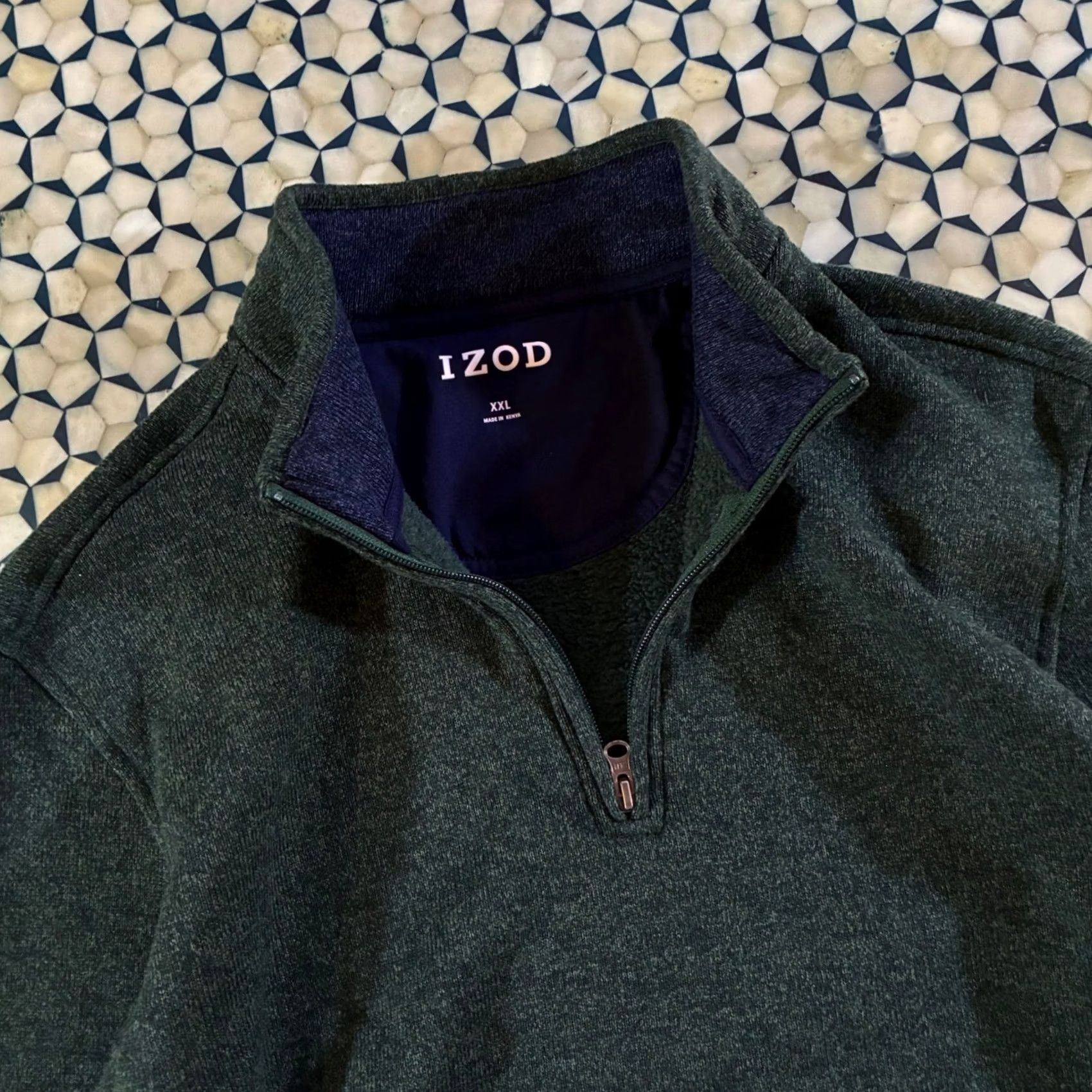 Izod IZOD Men's Green Heathered Fleece 1/4 Zip Pullover Sweatshirt XXL Size US XXL / EU 58 / 5 - 3 Thumbnail