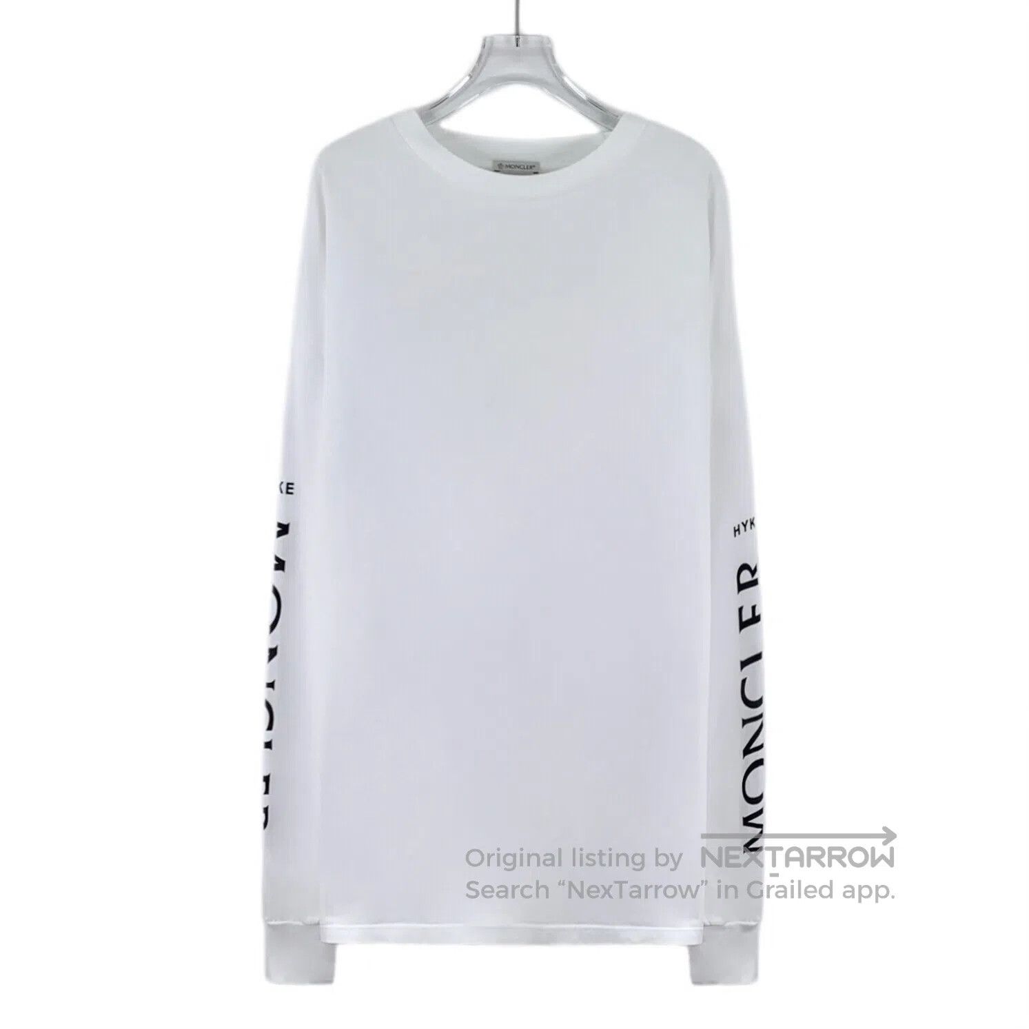 Moncler Moncler White side logo letter print cotton round neck lon Size US XL / EU 56 / 4 - 1 Thumbnail